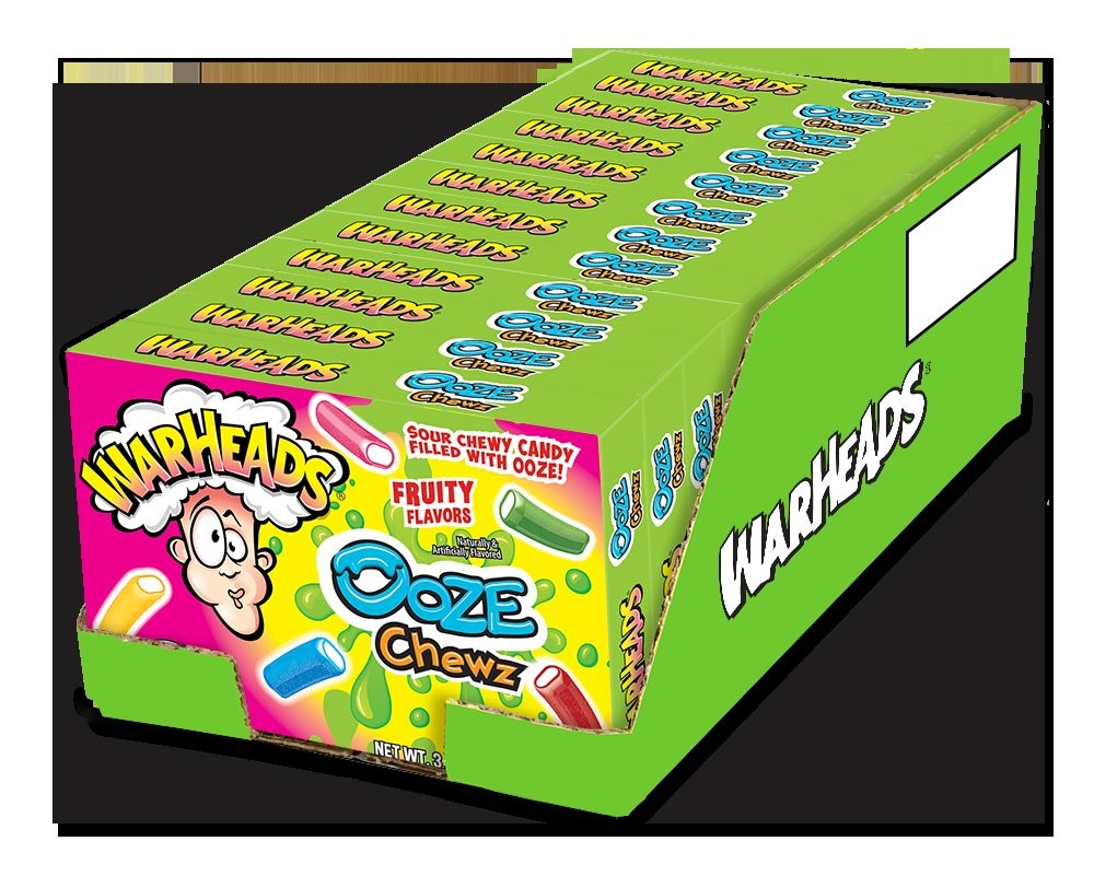 Warheads Ooze Chews Theater Box Drc 3.5 Ounce Size - 12 Per Case.