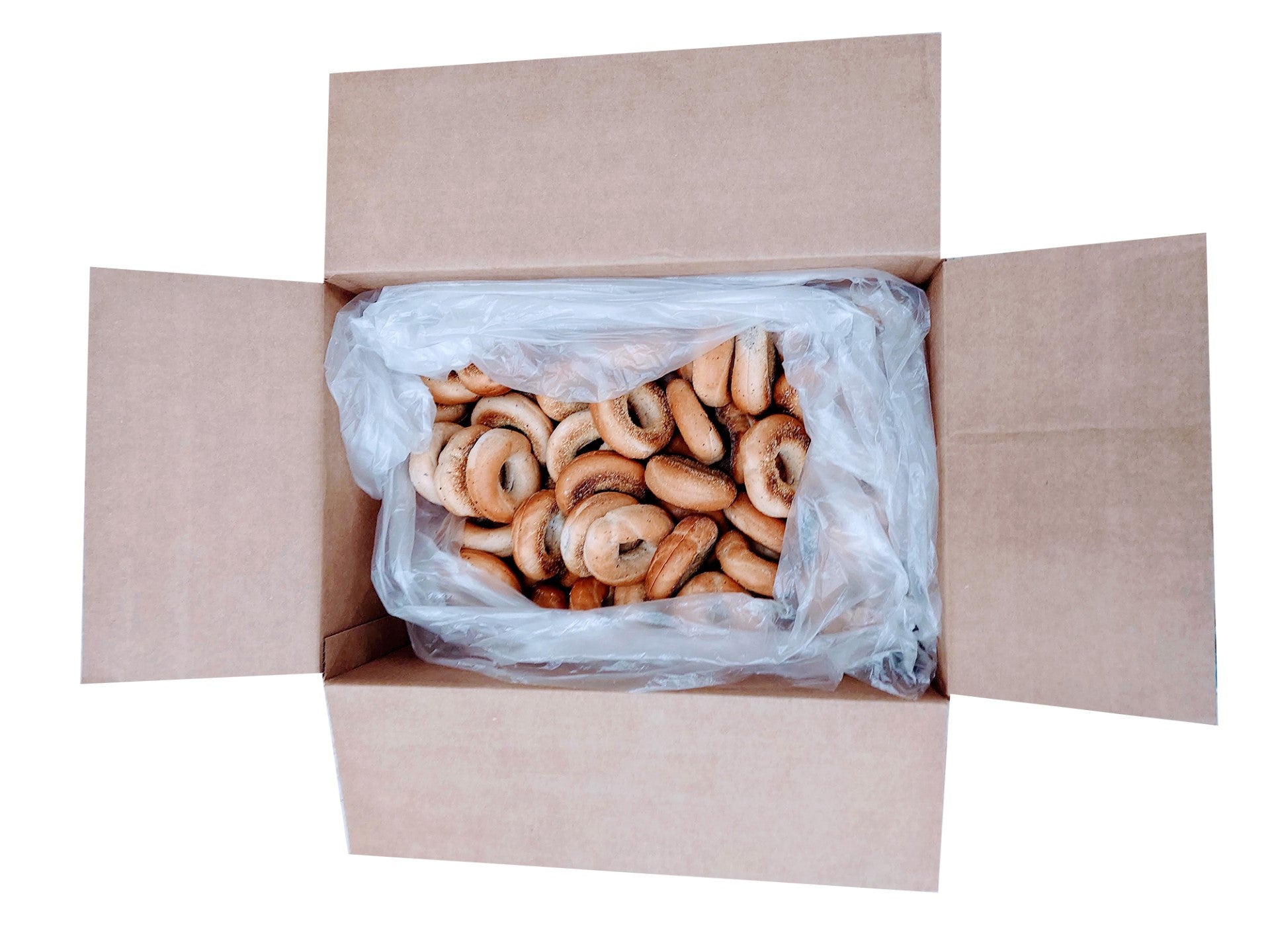 Plain Bagels Sliced 18 Pound Each - 1 Per Case.