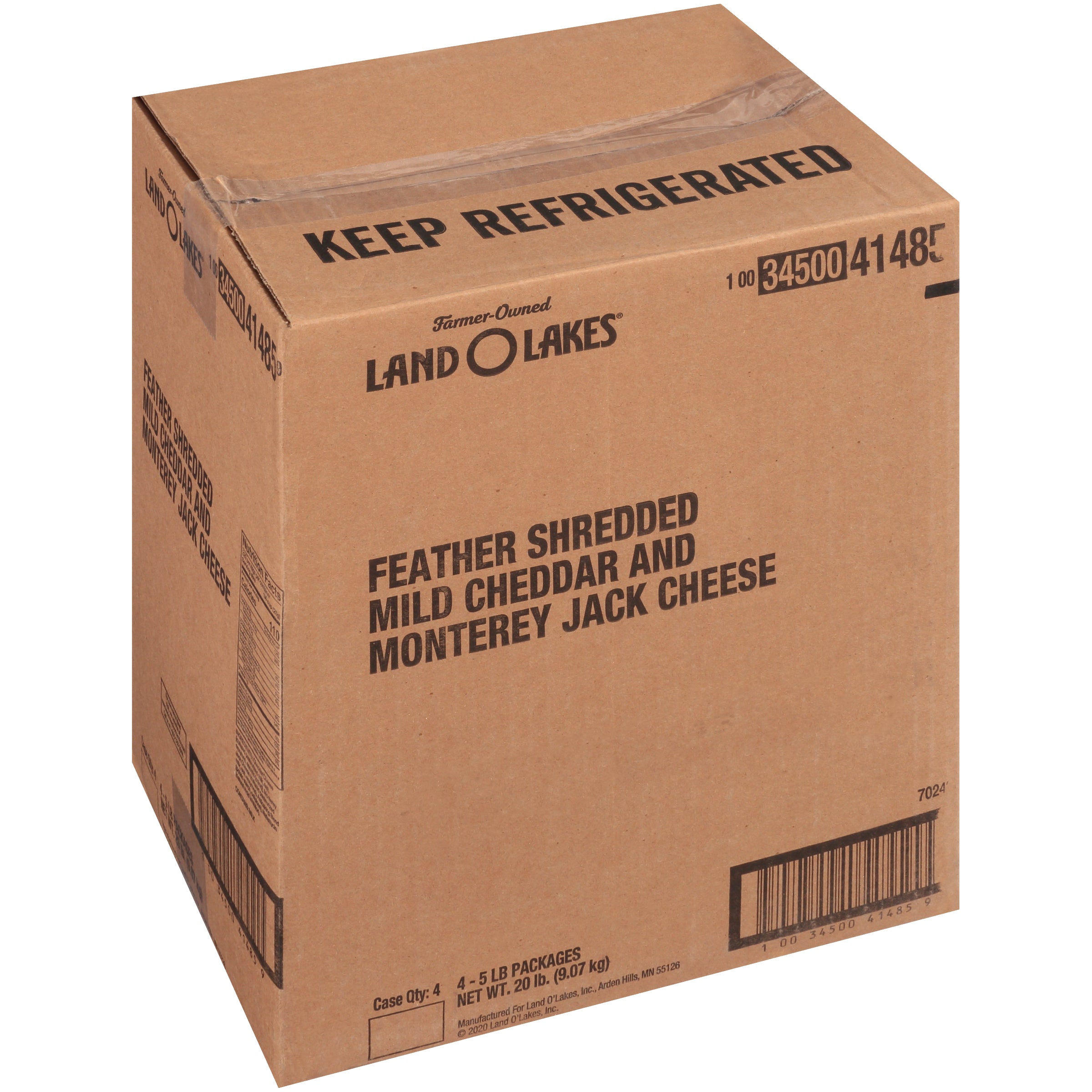 Land-O-Lakes® Feather Shredded Mild Cheddar& Monterey Jack Cheese Blend 5 Pound Each - 4 Per Case.