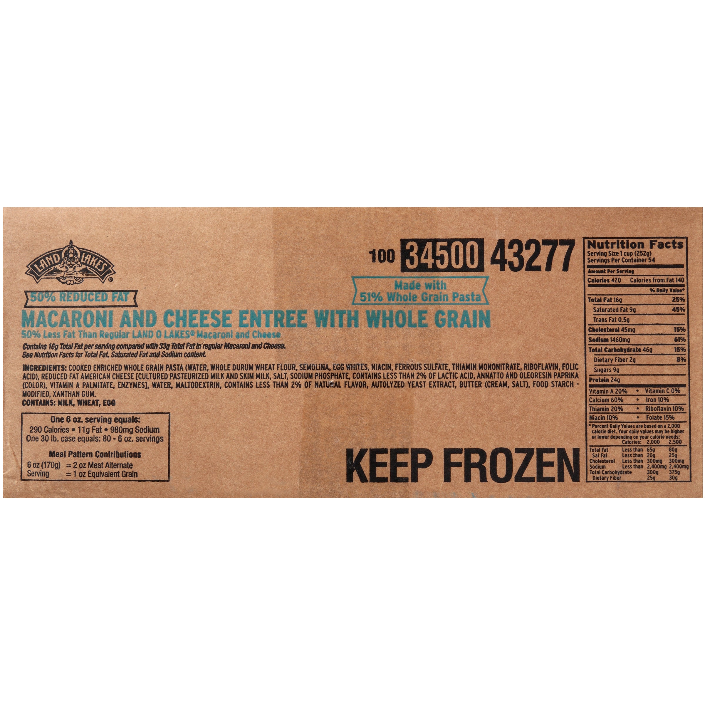 Land-O-Lakes® Prepared Reduced Fat Macaroni And Cheese With Whole Grain 5 Pound Each - 6 Per Case.