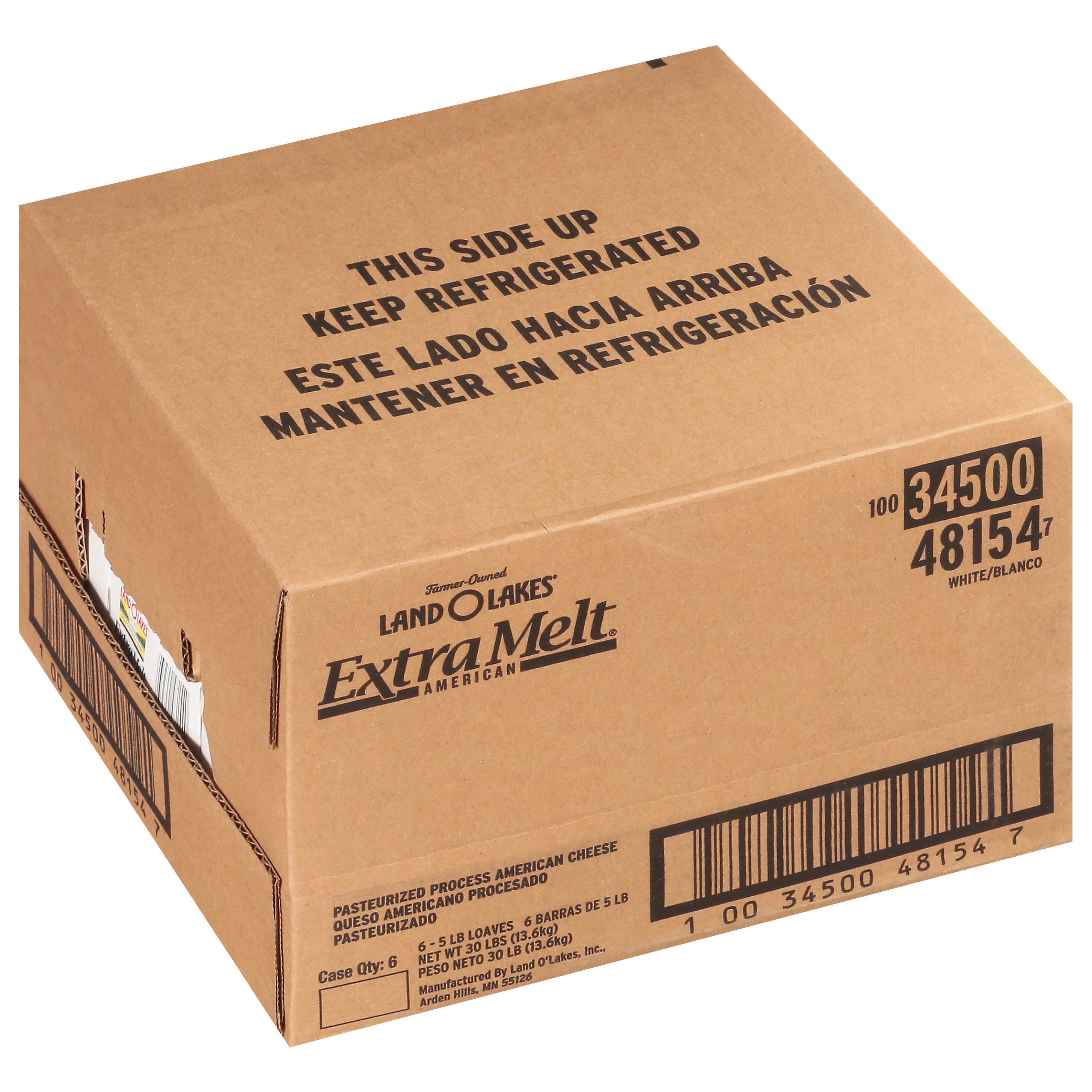 Land-O-Lakes® Extra Melt® American Cheeseloaf White 5 Pound Each - 6 Per Case.