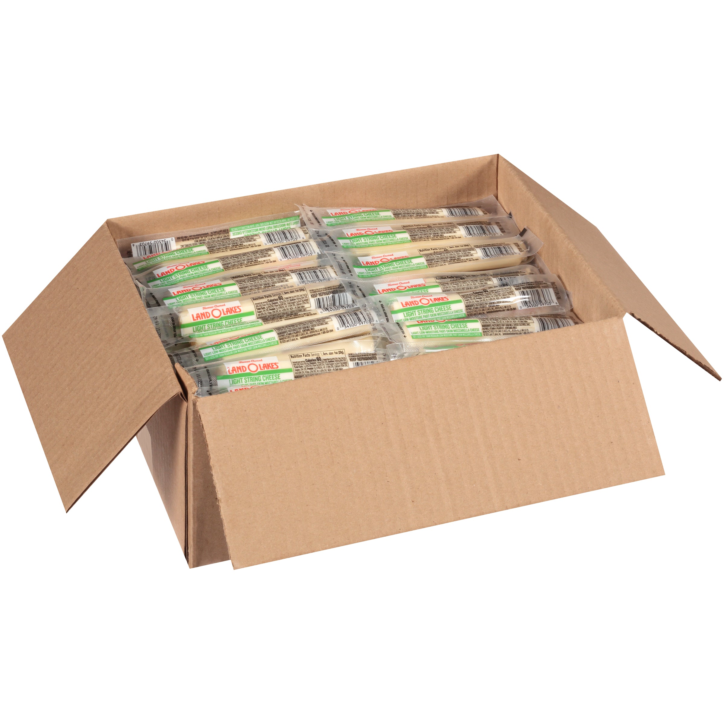Land-O-Lakes® Light Mozzarella String Cheese 1 Ounce Size - 168 Per Case.