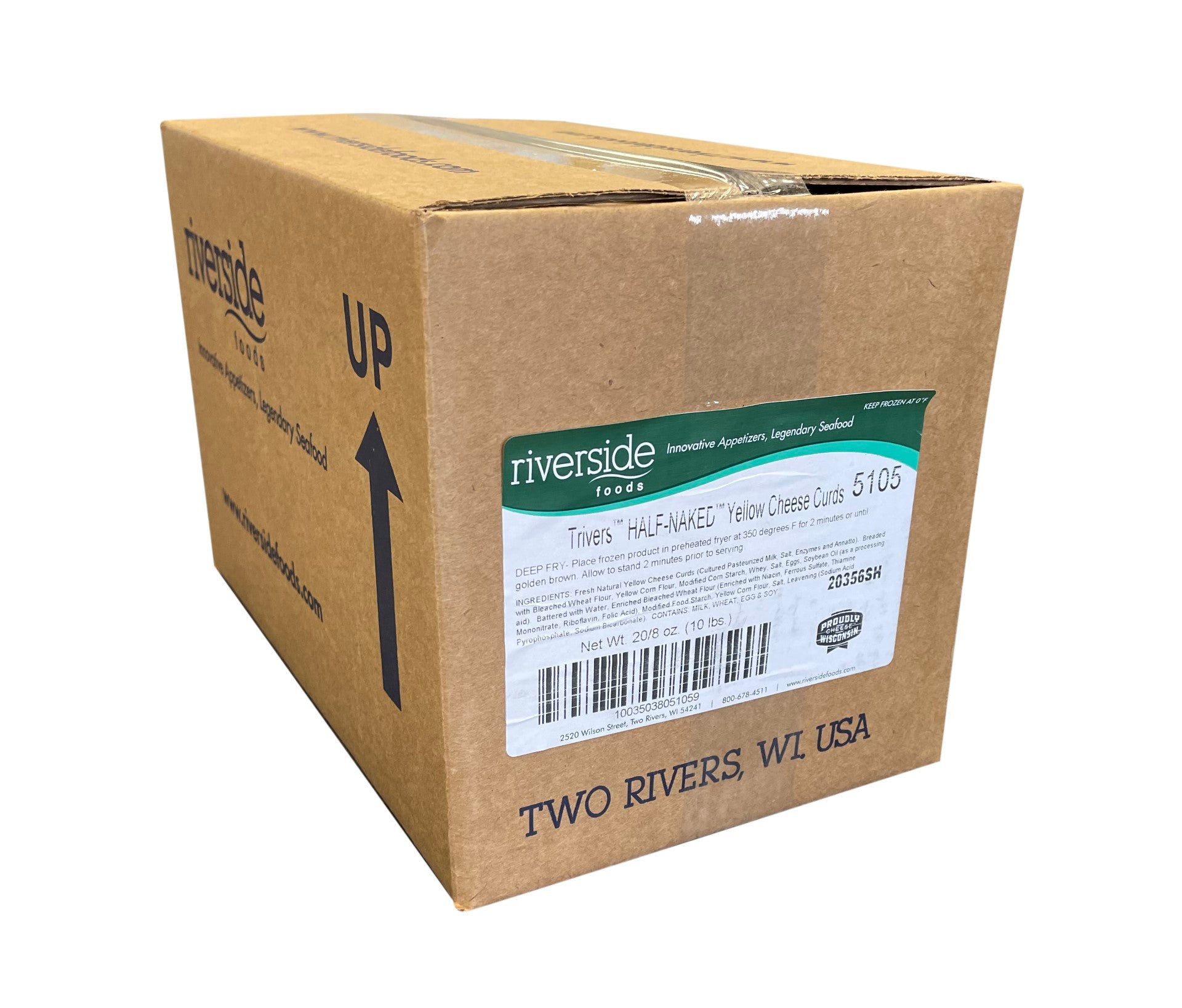 Trivers' Half Naked Yellow Cheese Curds 8 Ounce Size - 20 Per Case.