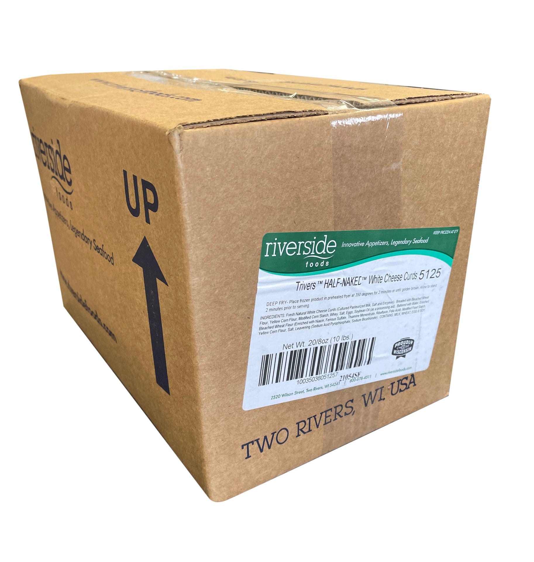 Trivers' Half Naked White Cheese Curds 8 Ounce Size - 20 Per Case.