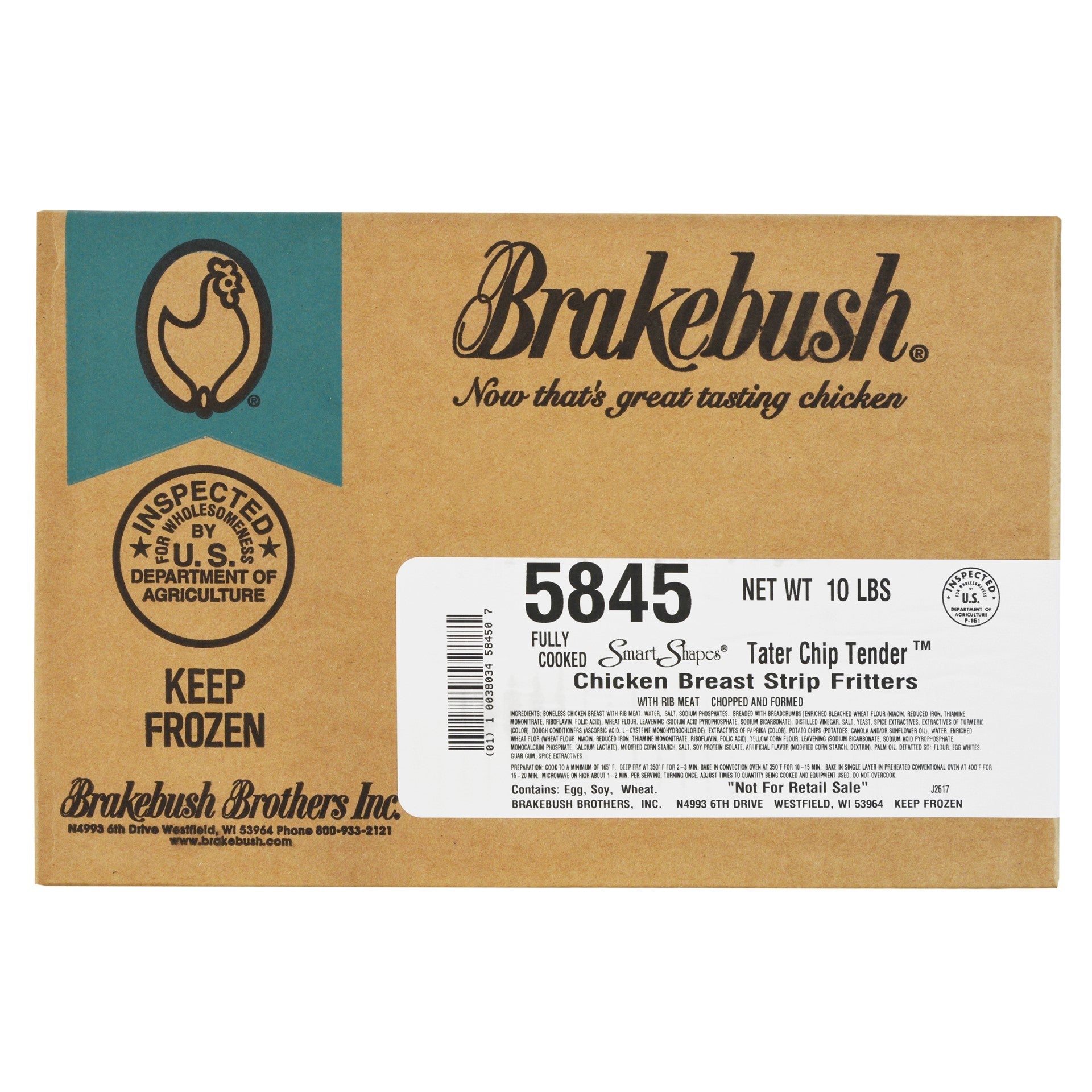 Chicken Fully Cooked Smartshapes Tater Chip Strip™breast Strip Fritter 5 Pound Each - 2 Per Case.