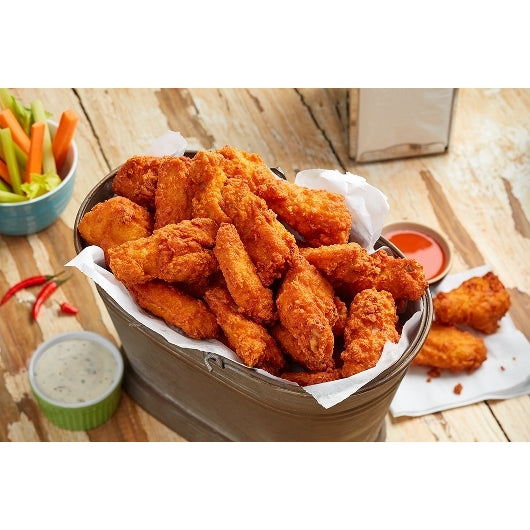 Wayne Farms Crispy Fliers Dusted Spicy Chicken Wings 5 Pound Each - 3 Per Case.