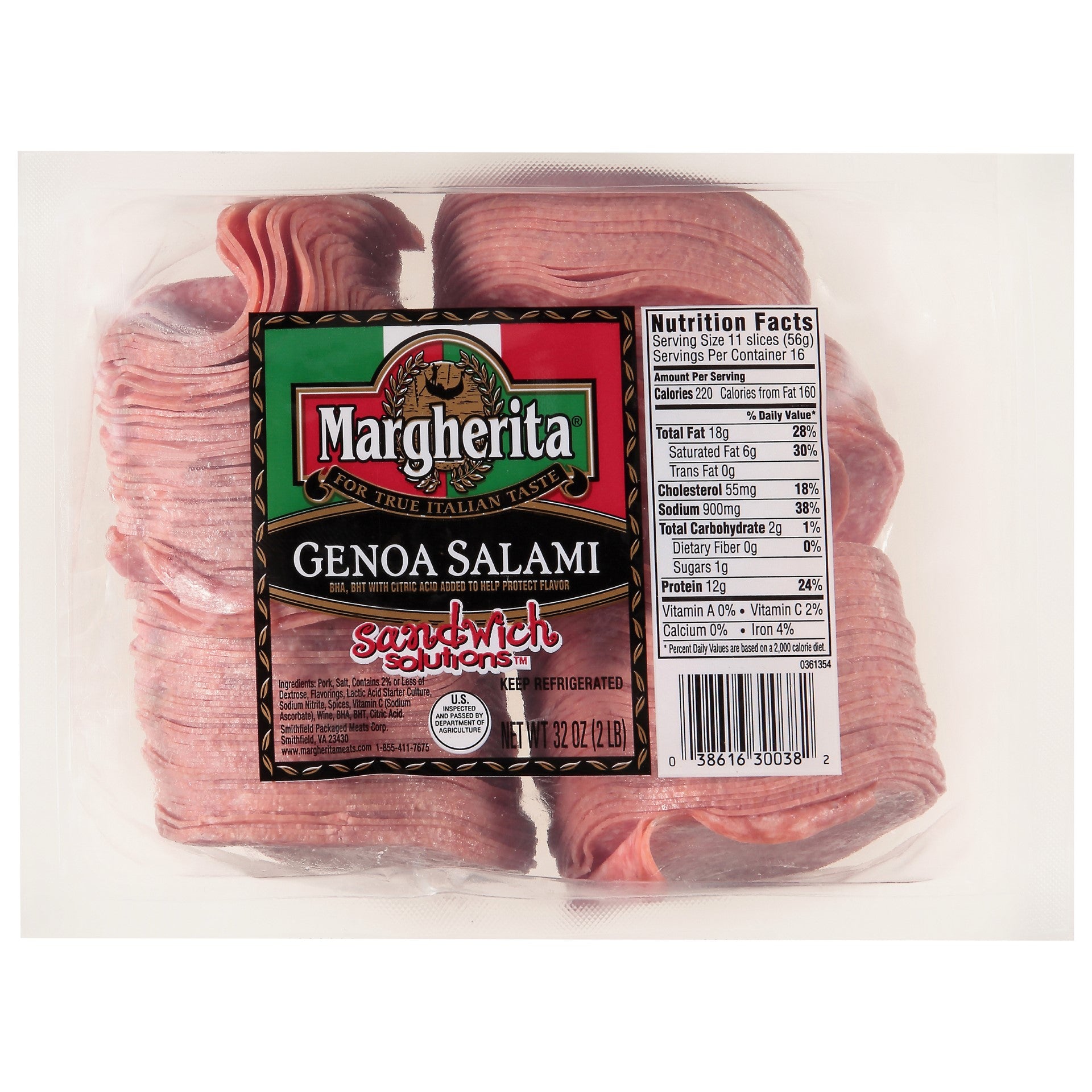 Genoa Salami Presliced Margherita Sandwich Solution 32 Ounce Size - 8 Per Case.