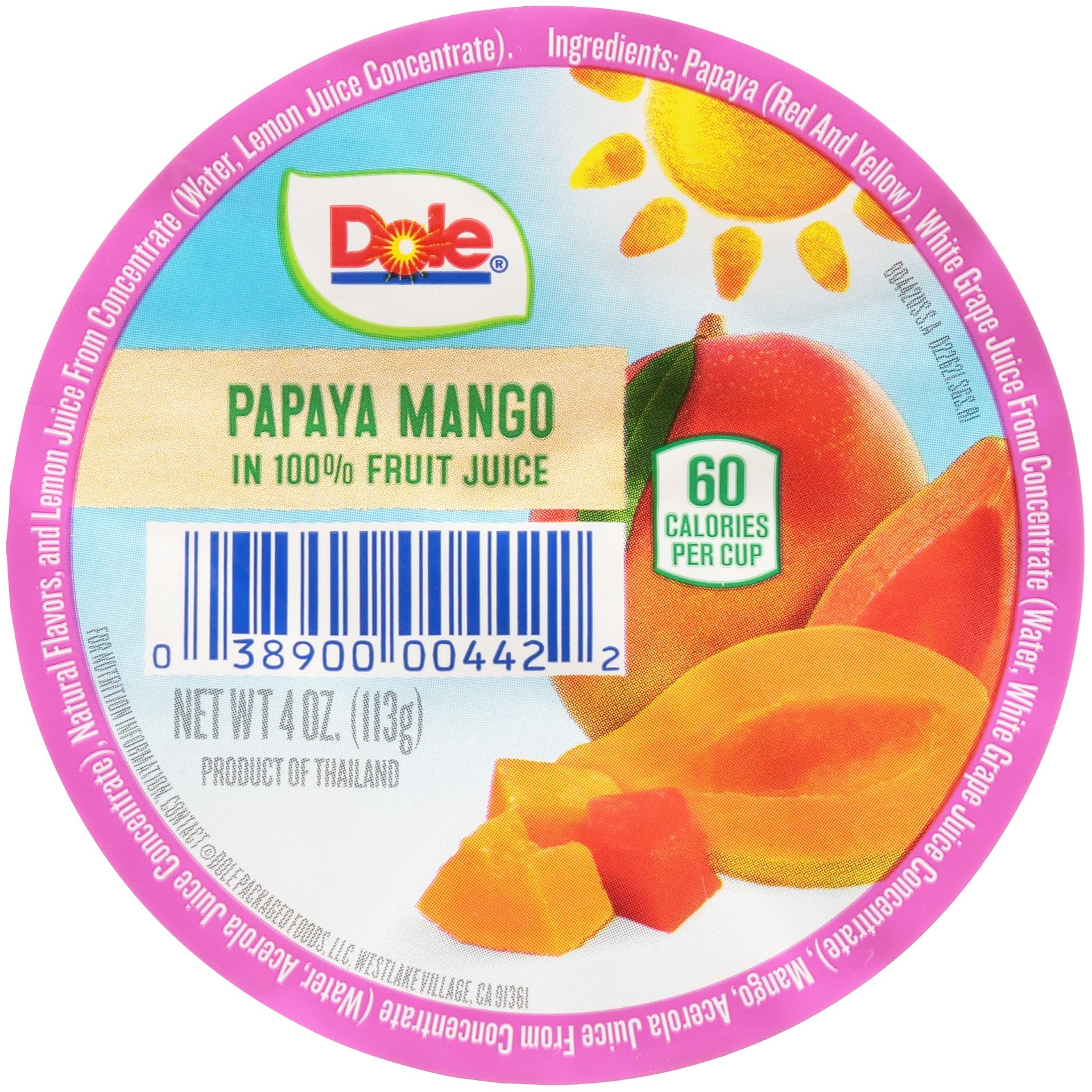 Papaya Mango In Fruit Juice 4 Ounce Size - 36 Per Case.