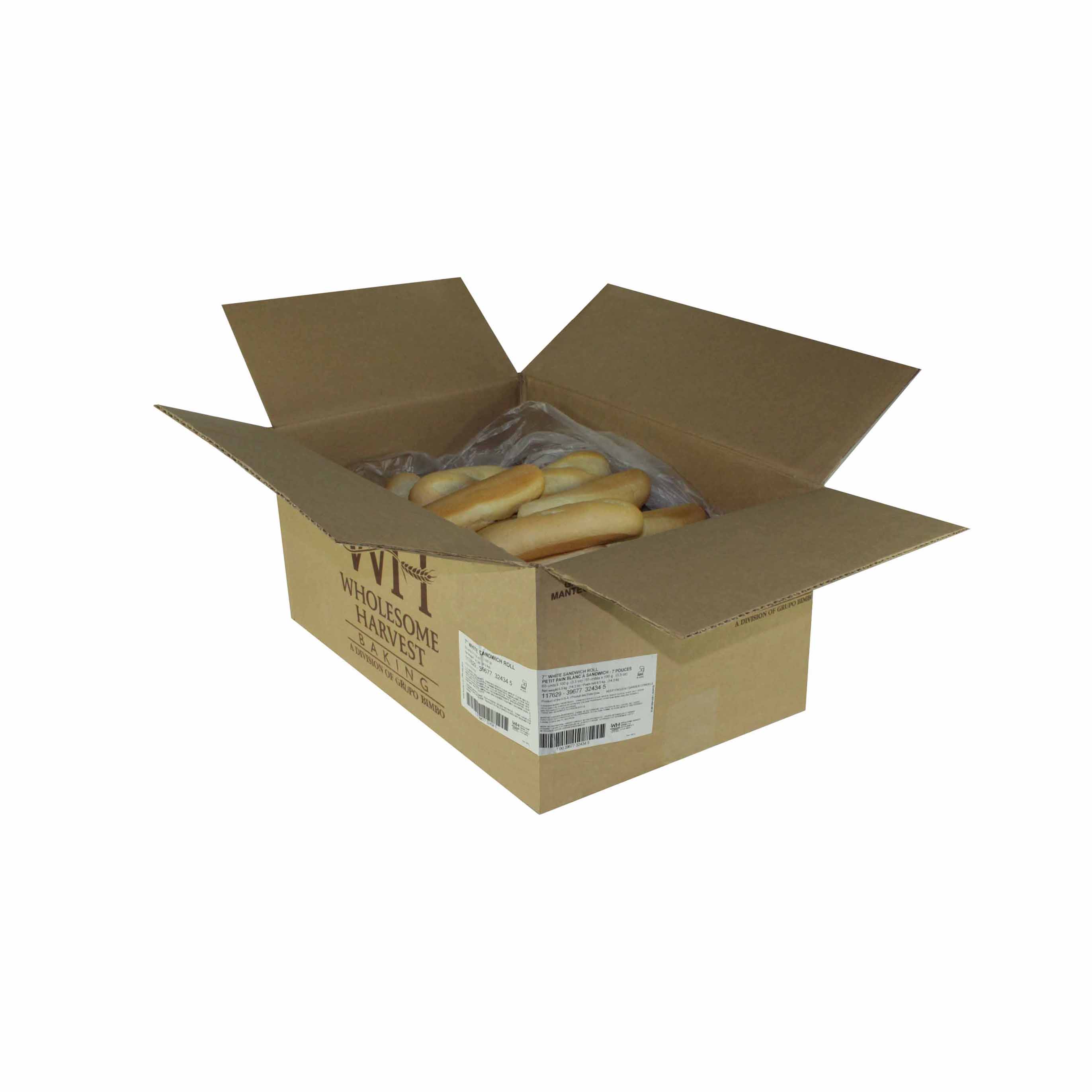7" White Sandwich Rolls 65 Count Packs - 1 Per Case.