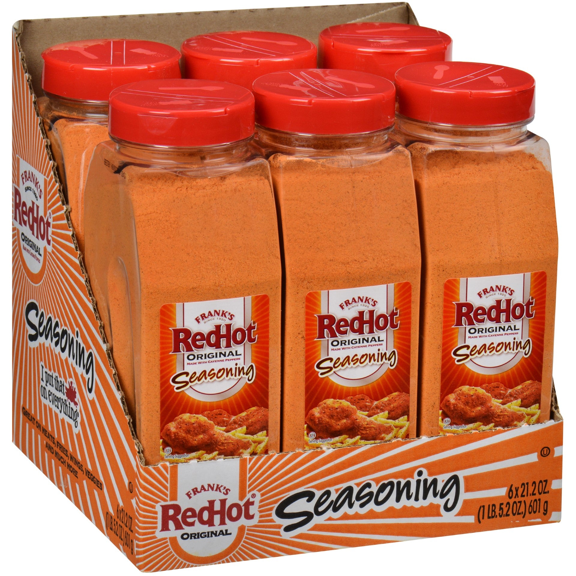 Frank's Redhot Orginal Seasoning 610 Grams Each - 6 Per Case.