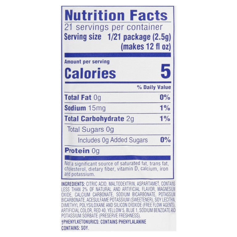 CRYSTAL LIGHT Sugar Free Strawberry Kiwi Powdered Beverage Mix 1.9 Ounce Pouch 12