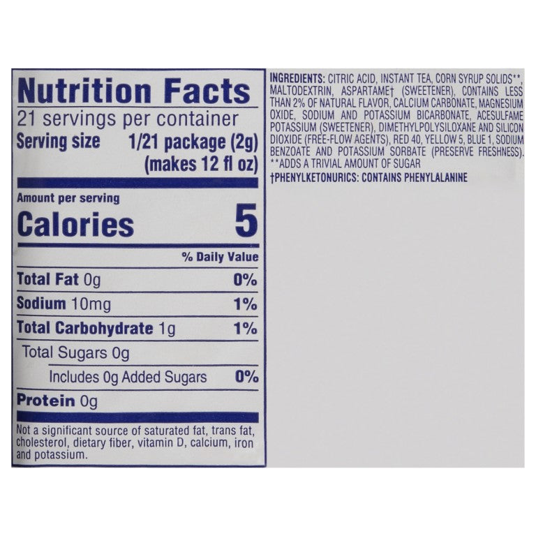 CRYSTAL LIGHT Sugar Free Iced Tea Powdered Beverage Mix 1.4 Ounce Pouch 12