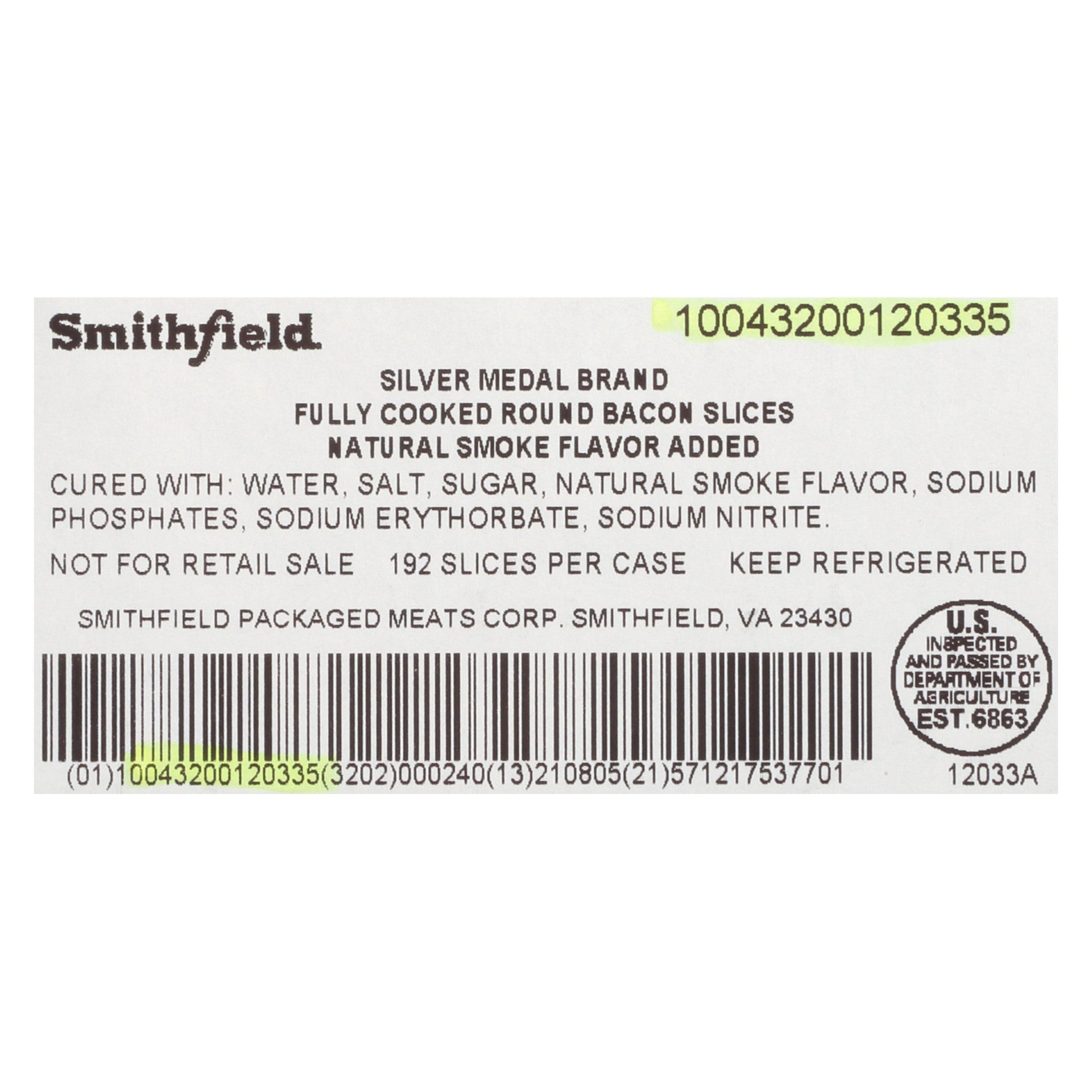 Cudahy Bacon Packaged Round Pound 1.65 Pound Each - 2 Per Case.