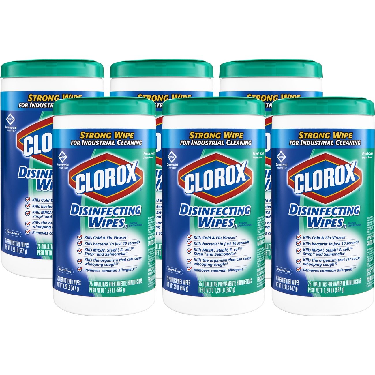 Cloroxpro Disinfectant Commercial Solutionswipes Fresh Scent 75 Count Packs - 6 Per Case.