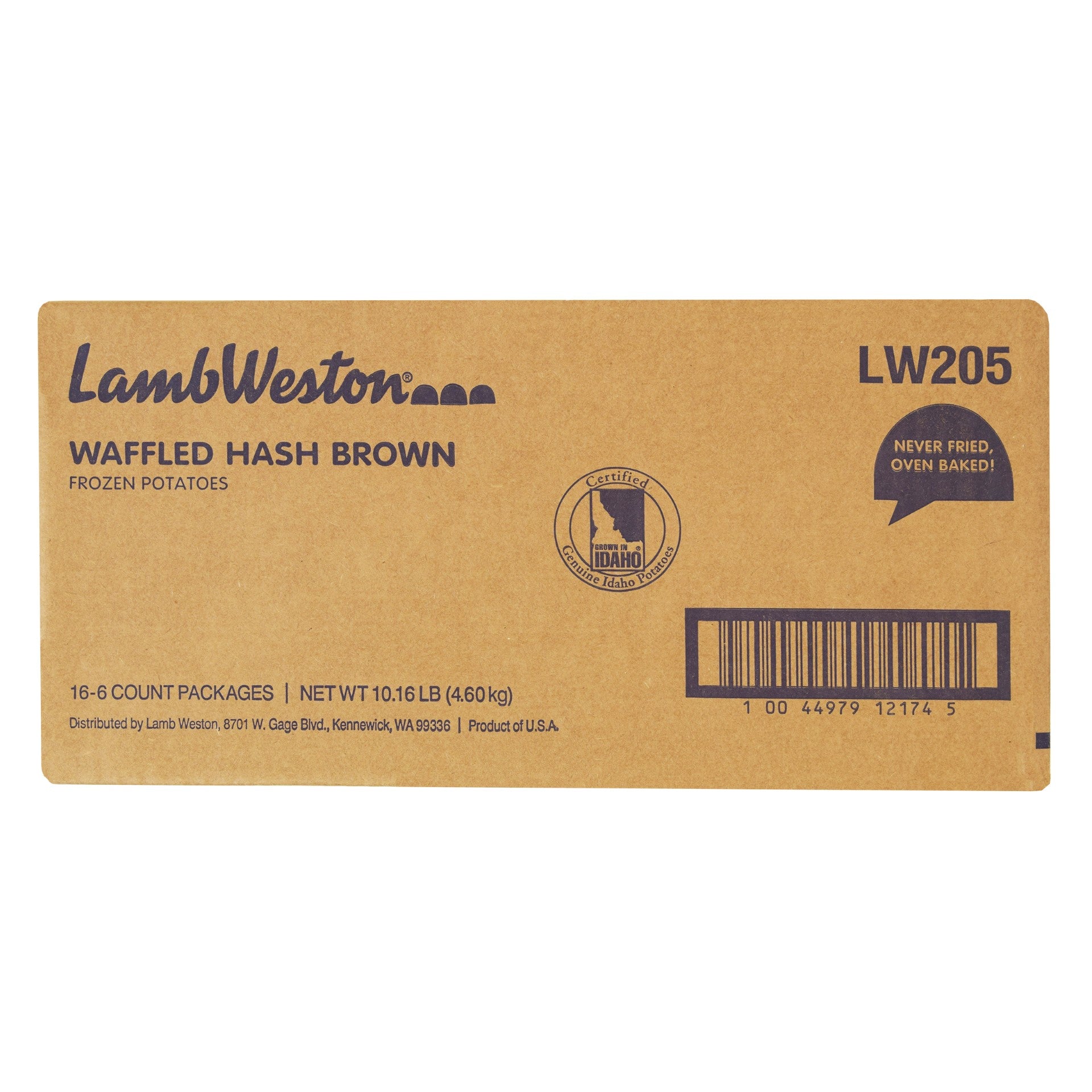 Waffled Hash Brown Frozen Potatoes 0.635 Pound Each - 16 Per Case.