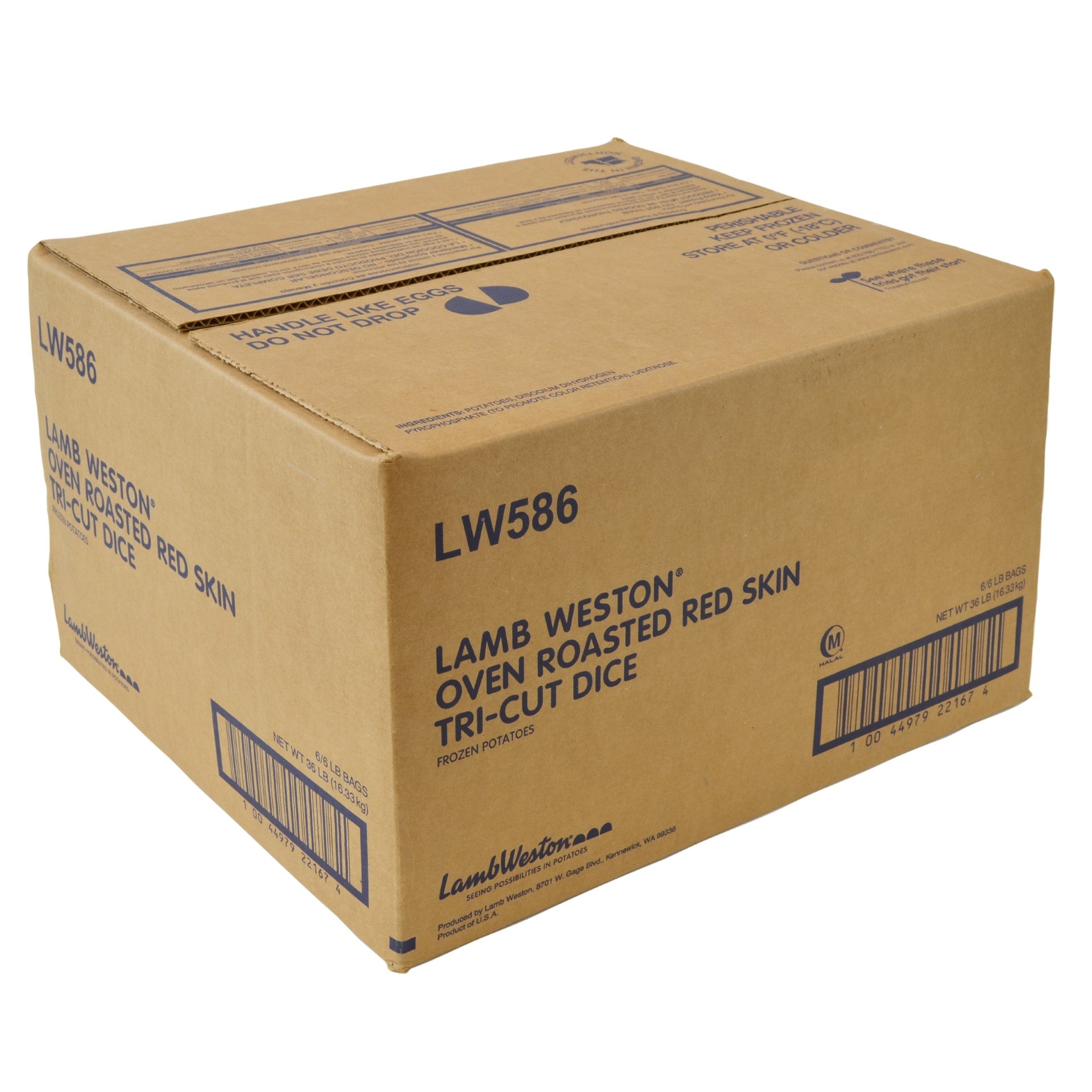 Lamb Weston® Oven Roasted Red Skin Tri Cut Dice Frozen Potatoes 6 Pound Each - 6 Per Case.