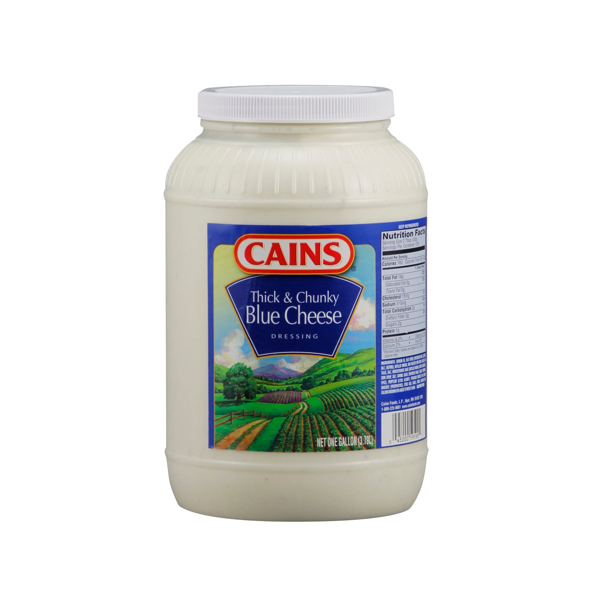 Cains Gal Refrigerated Chunky Blue Cheese Dressing 1 Gallon - 4 Per Case.