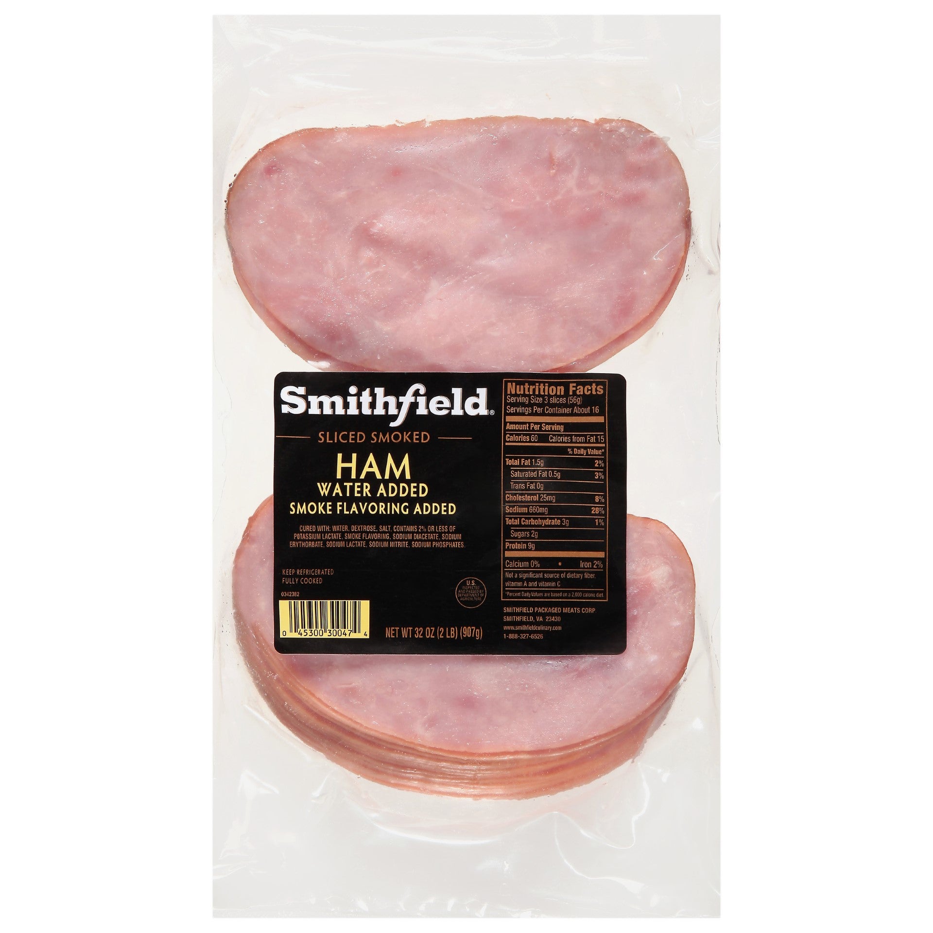 Sandwich Solution Sliced Smoked Ham 34.68 Ounce Size - 6 Per Case.