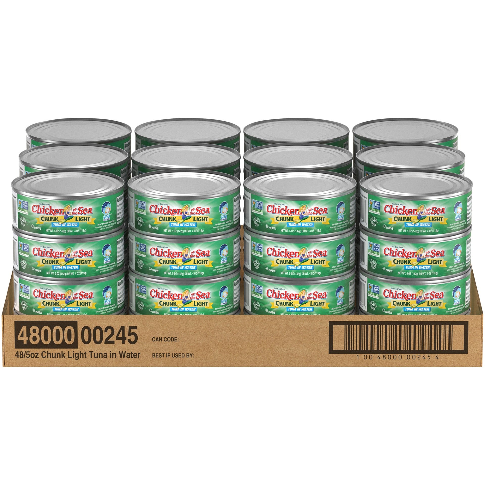 Chicken Of The Sea Chunk Light Tuna In Water 5 Ounce Size - 48 Per Case.