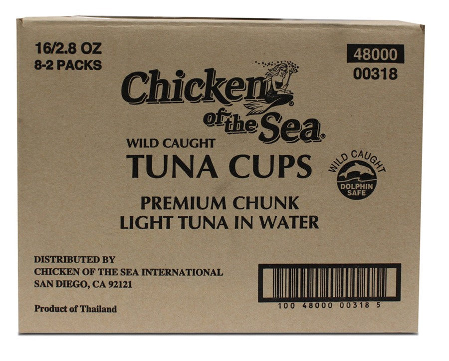 Chicken Of The Sea Chunk Light Tuna In Watercup Of 5.6 Ounce Size - 8 Per Case.