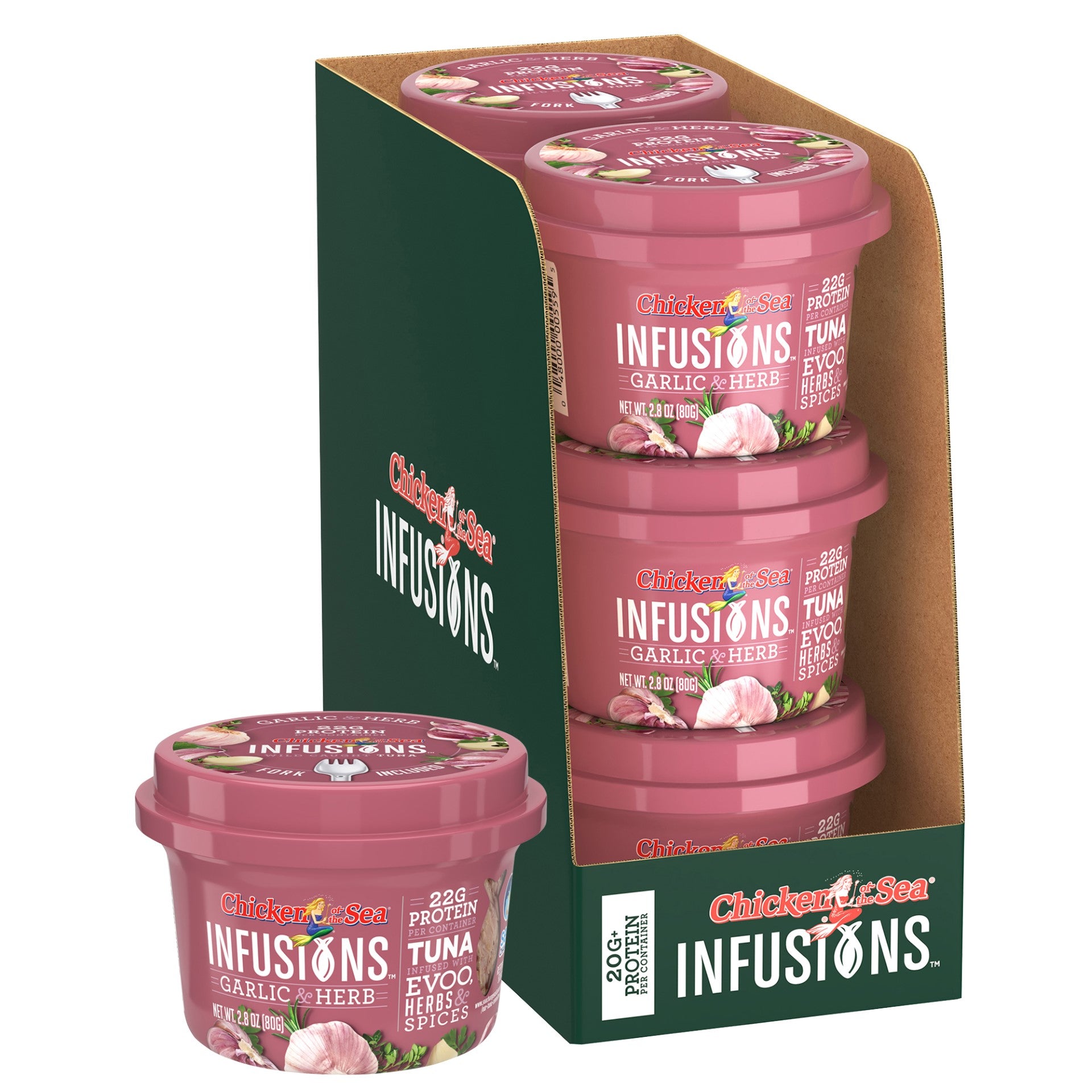 Chicken Of The Sea Infusions Tuna With Garlic& Herb 2.8 Ounce Size - 6 Per Case.