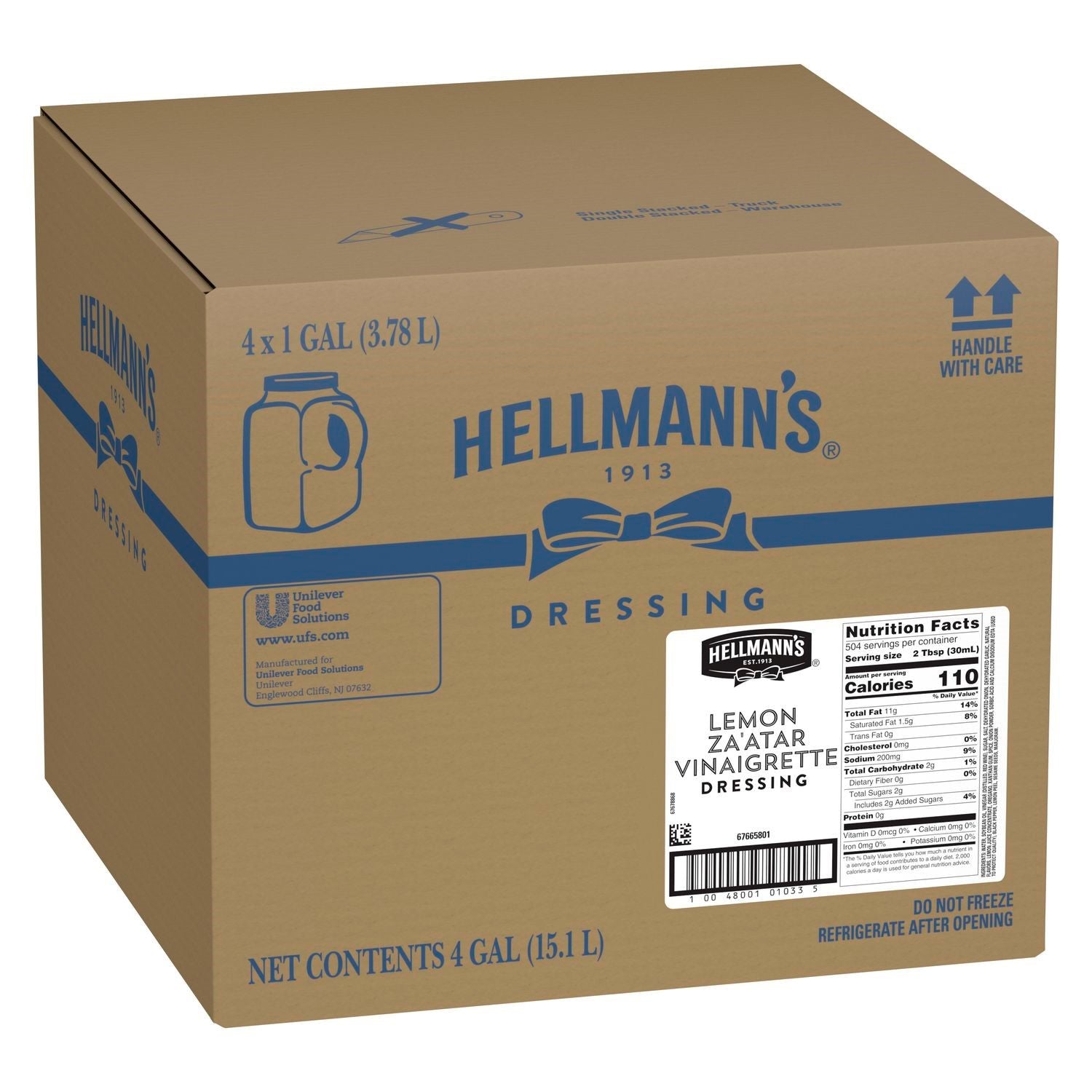 Hellmann's Classics Salad Dressing Jug Lemonzaatar 1 Gallon - 4 Per Case.
