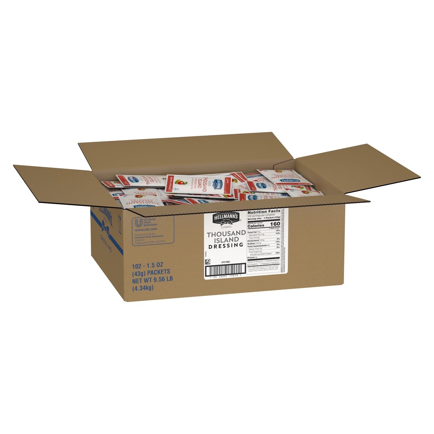 Hellmann's Dressingscondiments Creamy Thousand Island 1.5 Ounce Size - 102 Per Case.