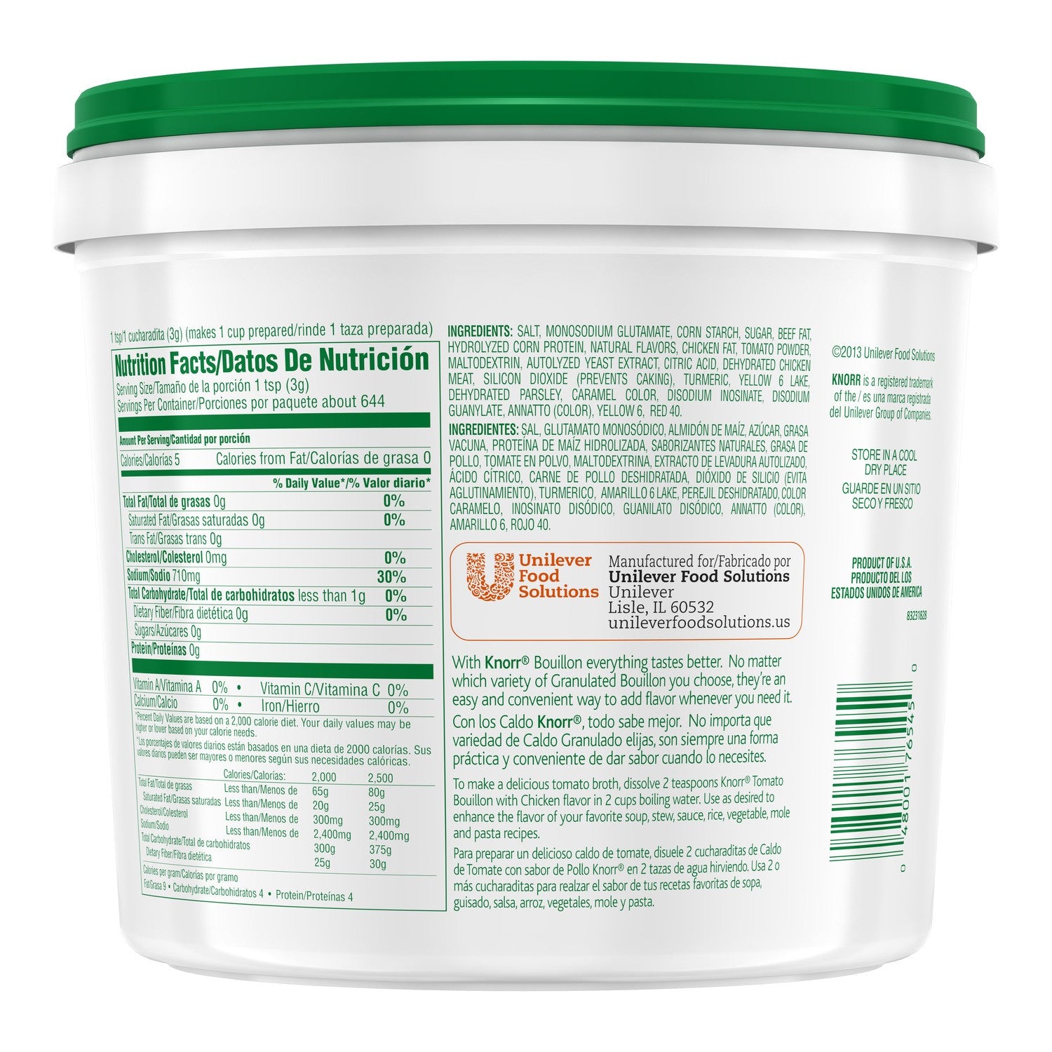 Knorr Bouillon Caldo De Tomate Tomato Bouil 4.4 Pound Each - 4 Per Case.