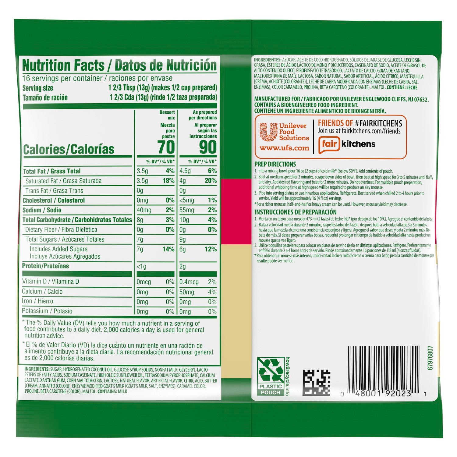 Knorr Desserts Mousse White Chocolate 7.31 Ounce Size - 10 Per Case.