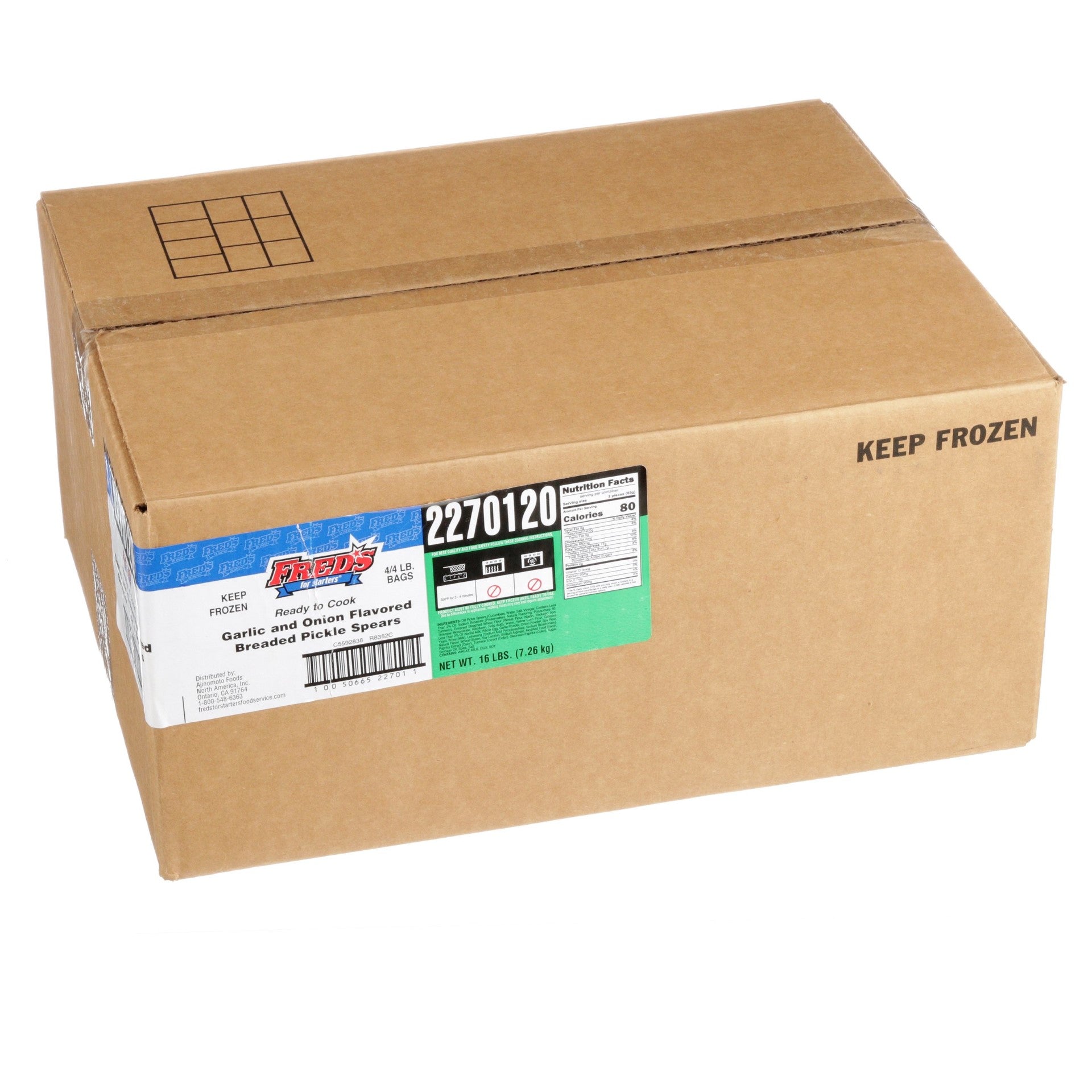 Fred's Garlic & Onion Breaded Pickle Spear 4 Pound Each - 4 Per Case.