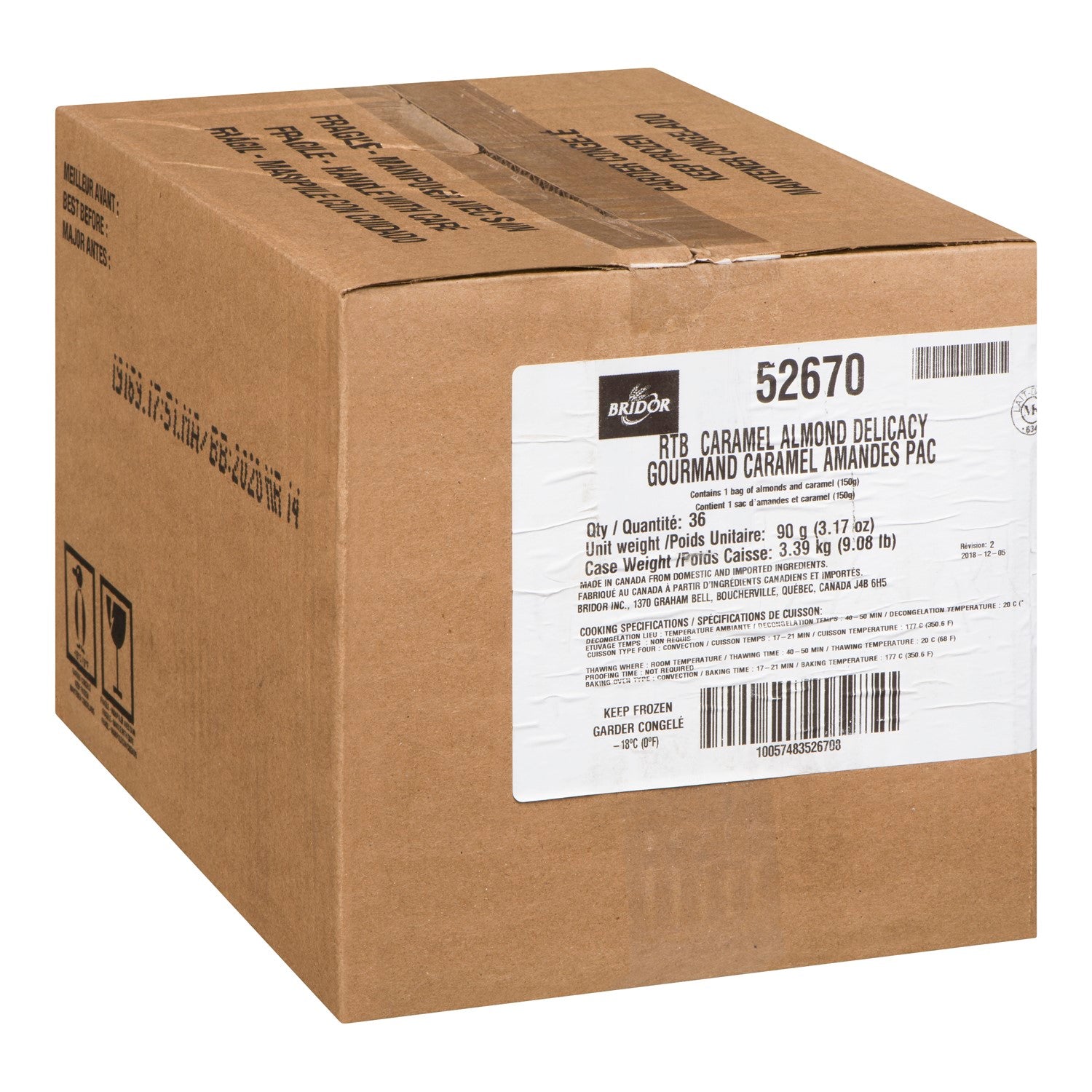 Ready To Bake Caramel Almond Delicacy 3.2 Ounce Size - 36 Per Case.