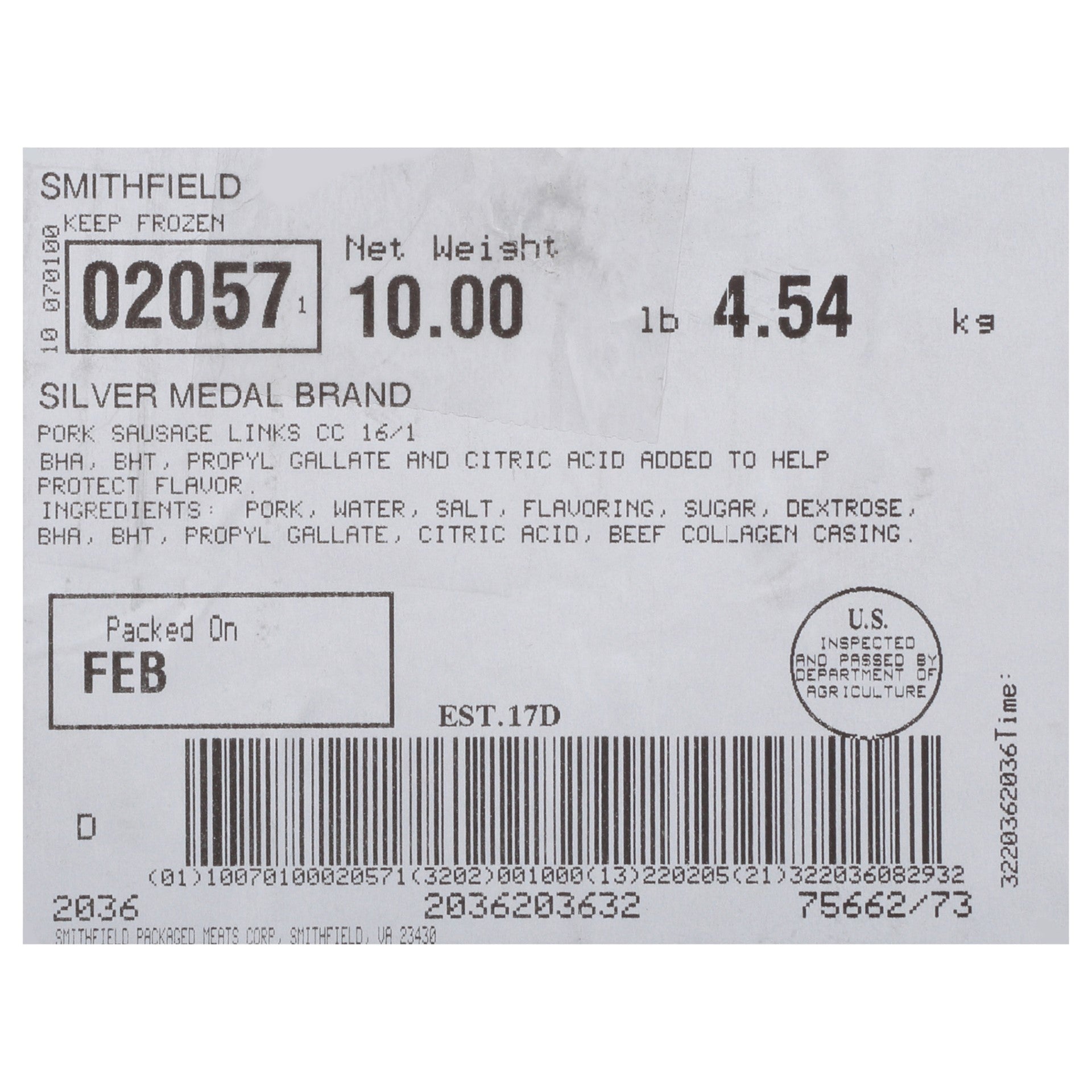 Sausage Links Collagen Casing 10 Pound Each - 1 Per Case.