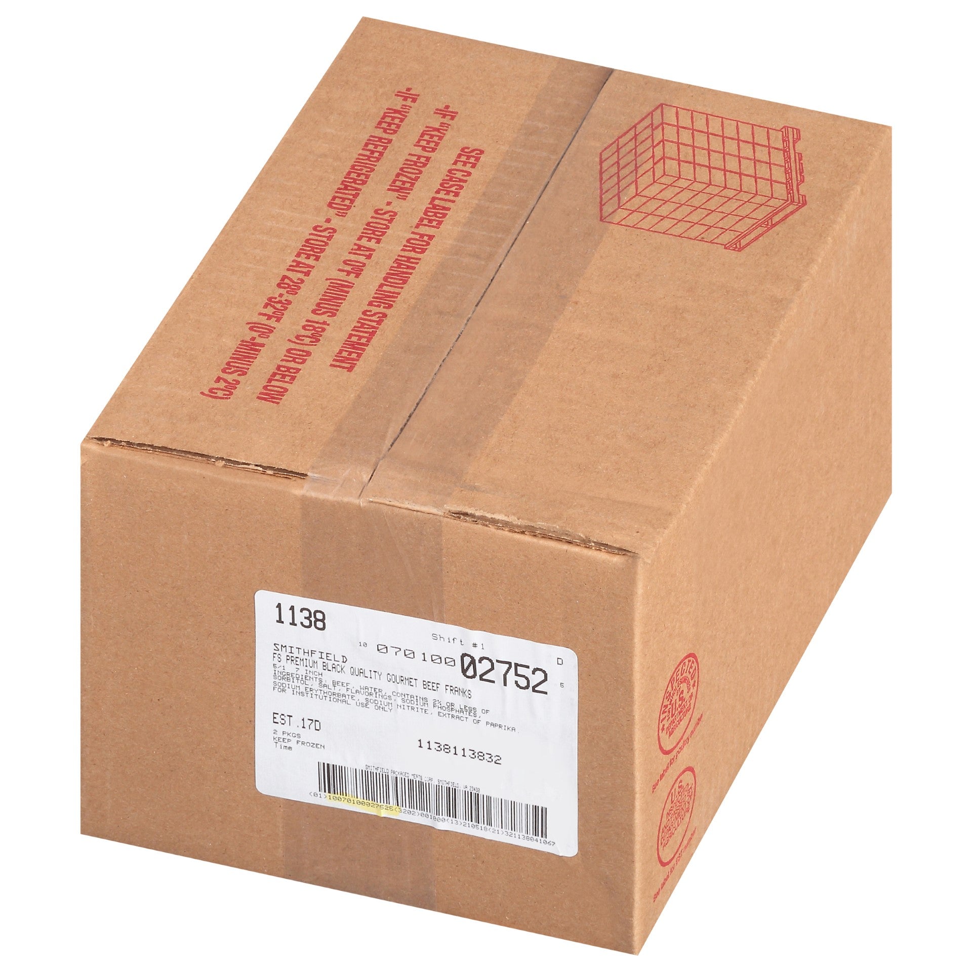 All Beef Gourmet Frank Jumbo Roller Grill Ready 7" 5 Pound Each - 2 Per Case.