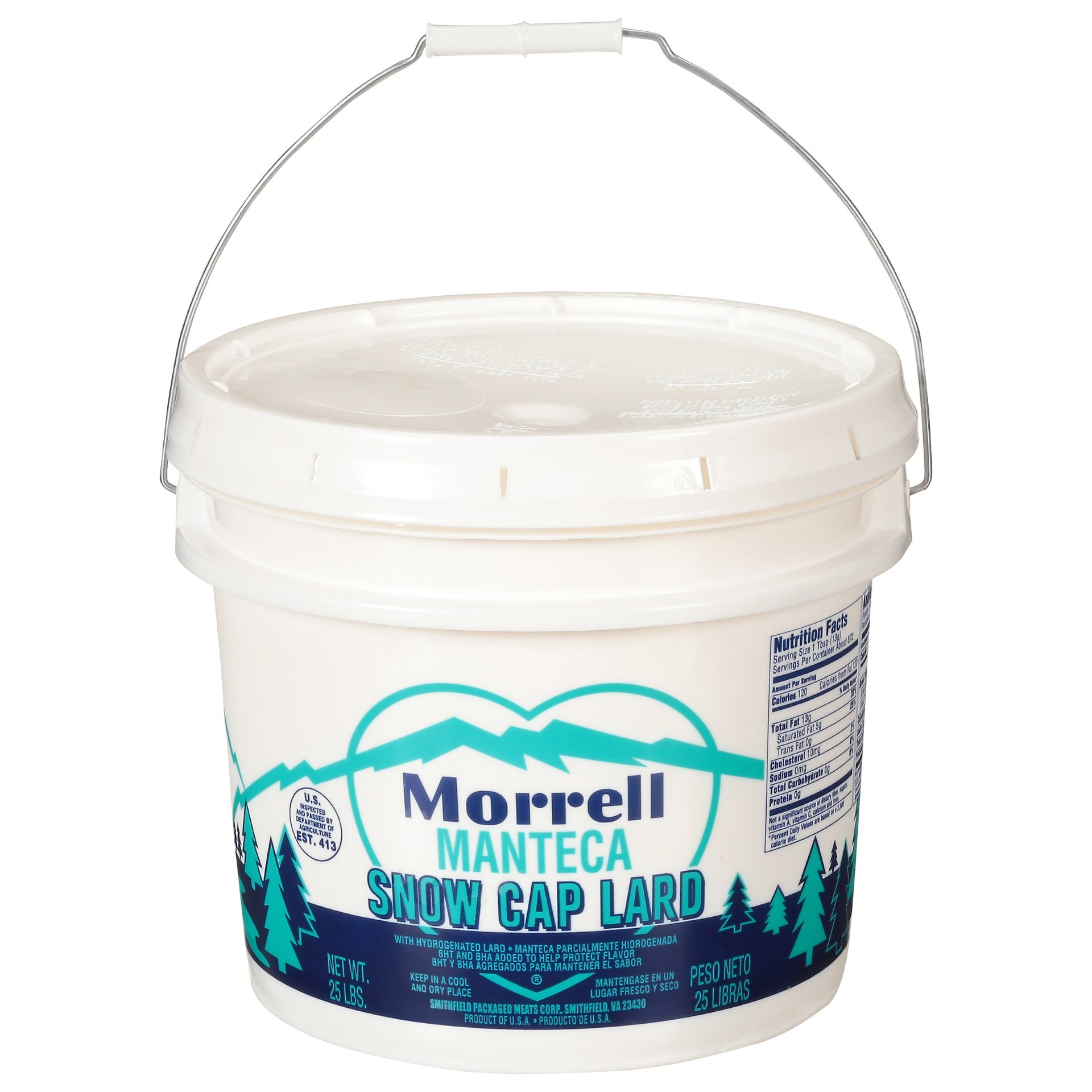 John Morrell Snow Cap Lard 25 Pound Each - 1 Per Case.