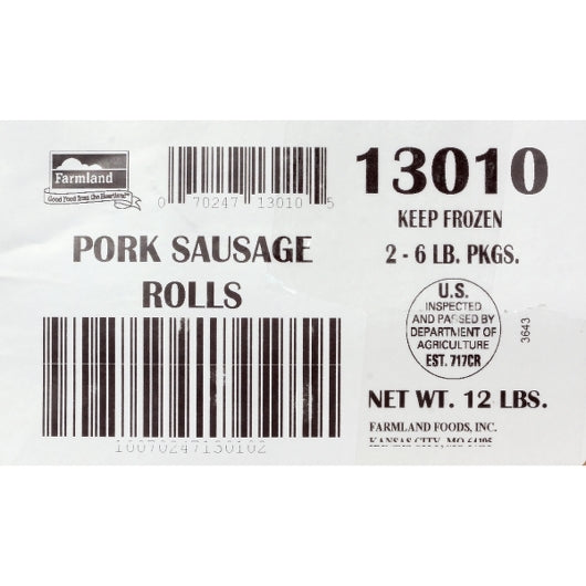 Smithfield 58% Lean Pork Sausage 6 Pound Each - 2 Per Case.