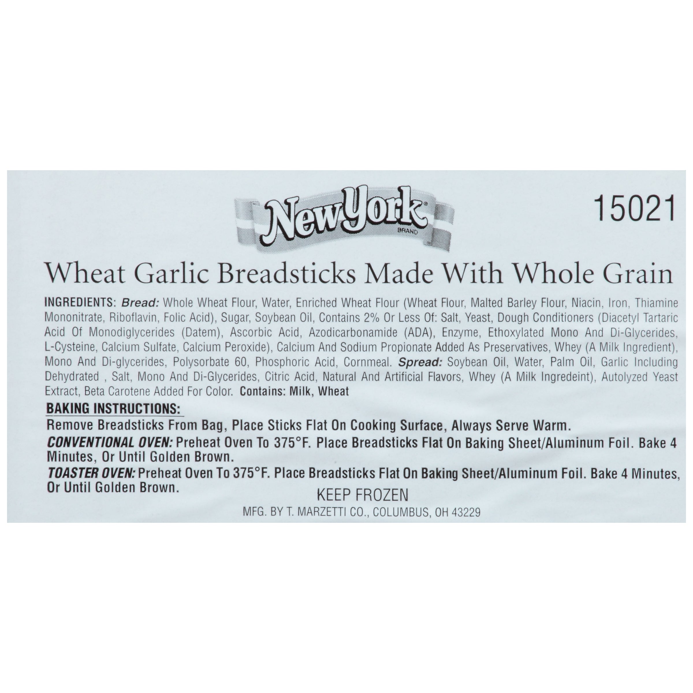 New York Bakery Wheat Garlic Breadstick With Whole Grain 13.5 Pound Each - 1 Per Case.
