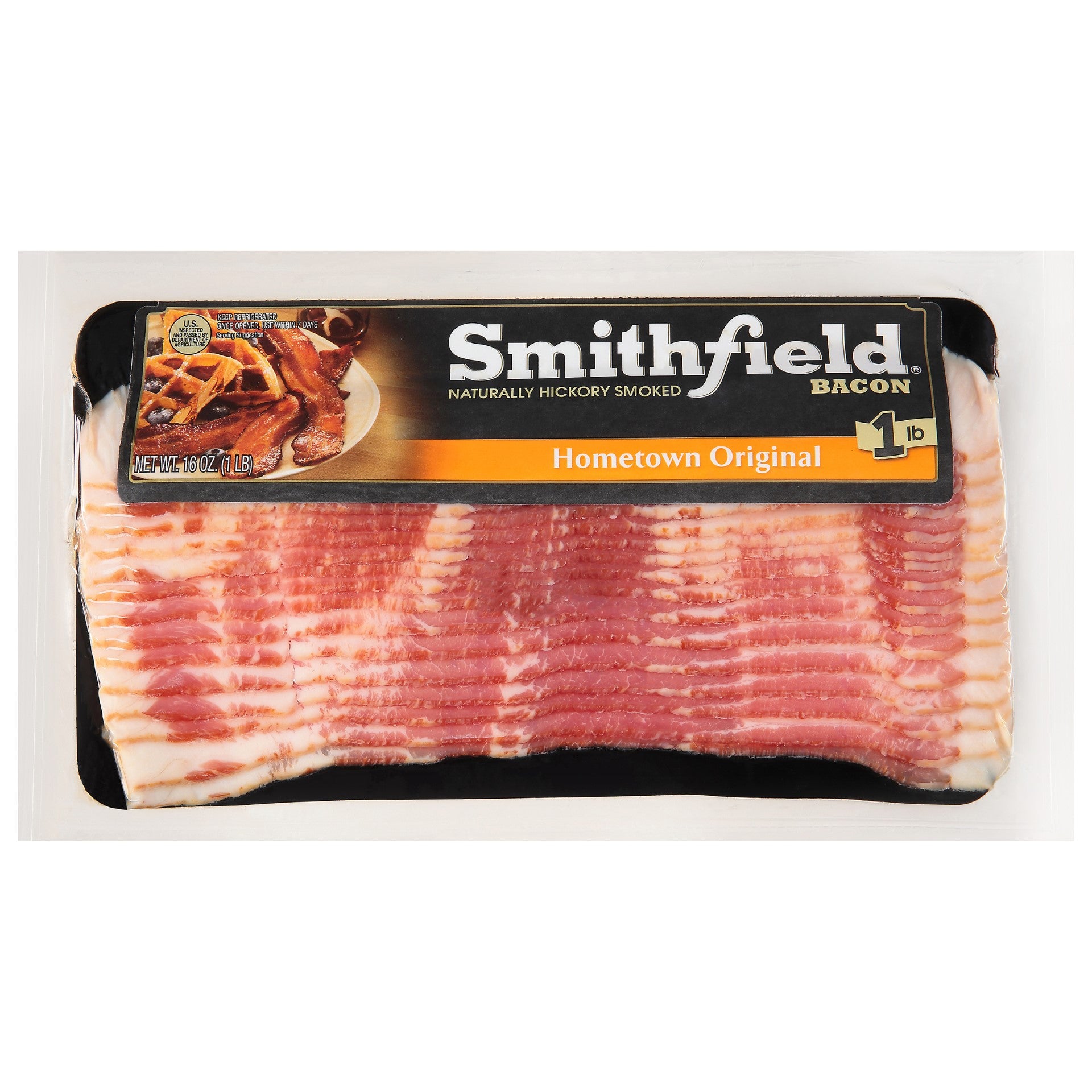 Smithfield Naturally Hickory Smoked Hometown Original Bacon 1 Pound, 24 Per (24 LB)