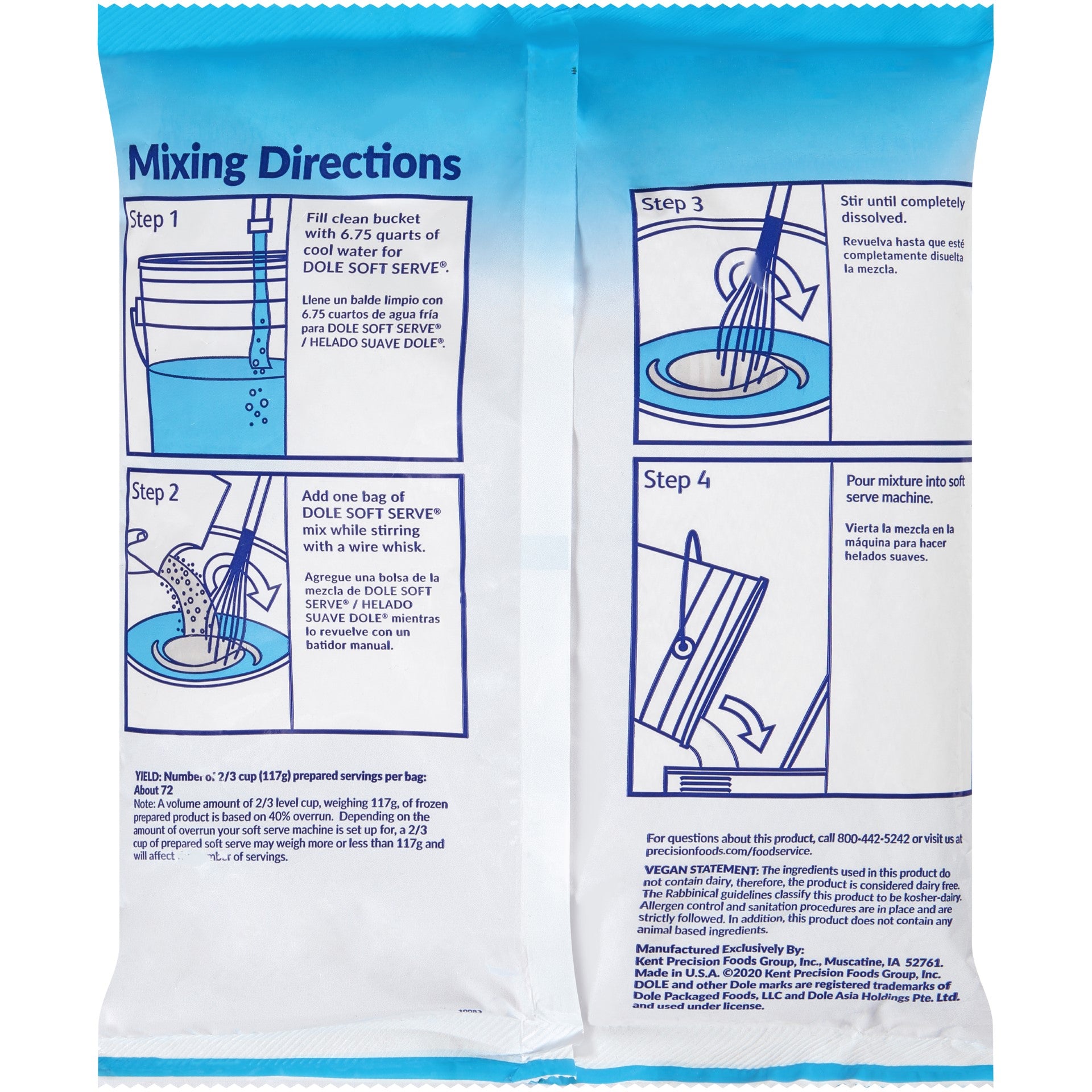 Dole Soft Serve Raspberry Flavored Soft Servemix 4.6 Pound Each - 4 Per Case.