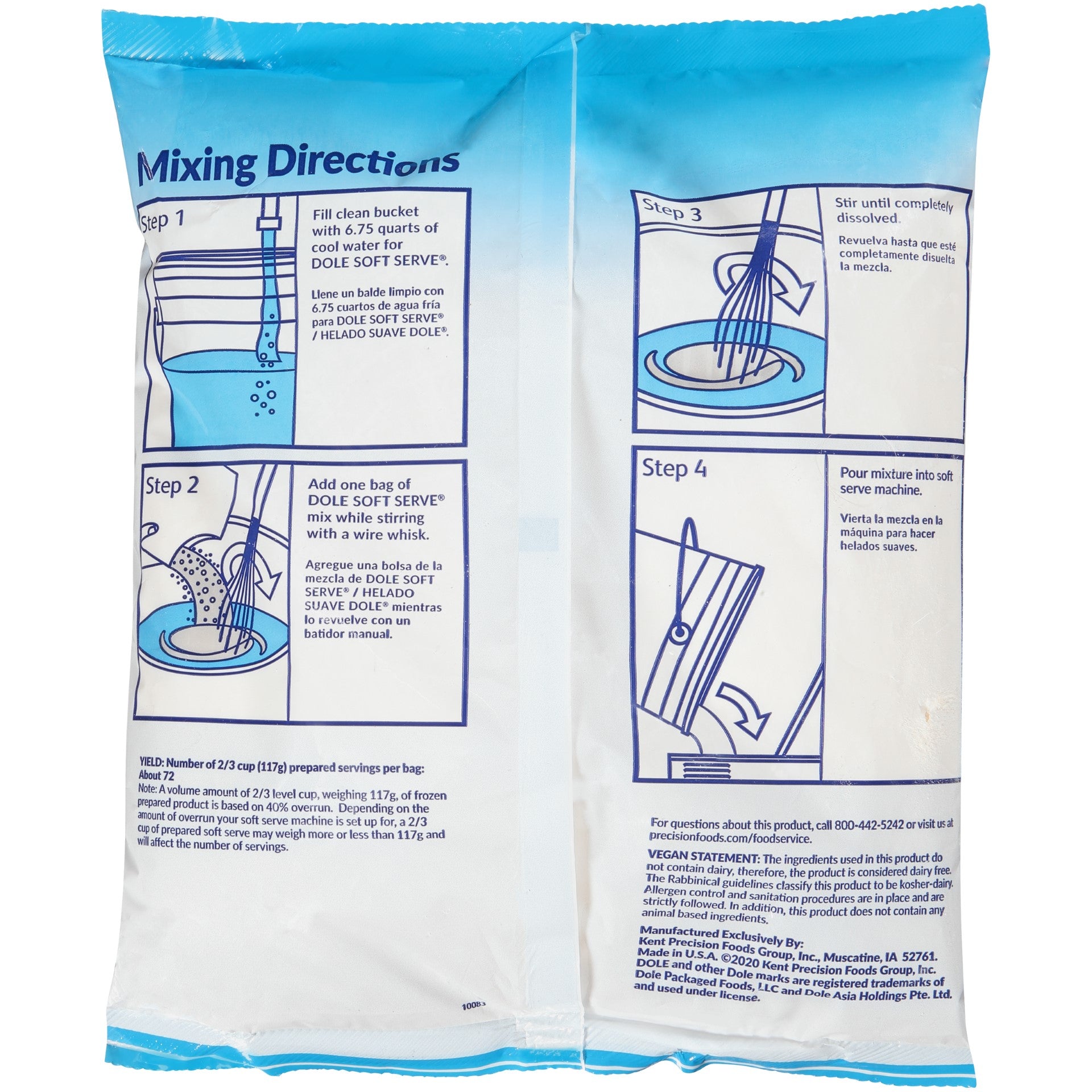 Dole Soft Serve Lemon Flavored Soft Serve Mix 4.4 Pound Each - 4 Per Case.