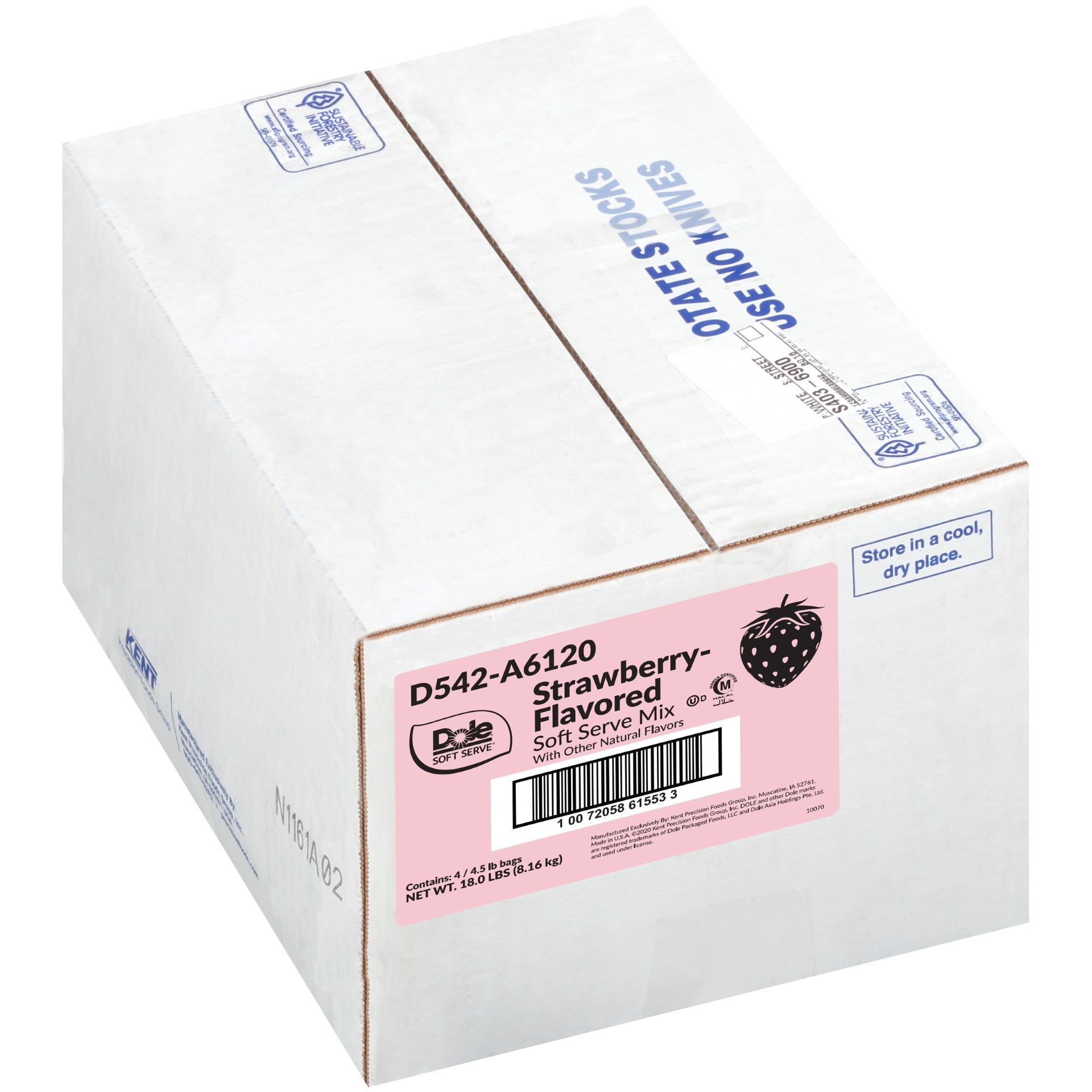 Dole Soft Serve Strawberry Flavored Soft Serve Mix 4.5 Pound Each - 4 Per Case.