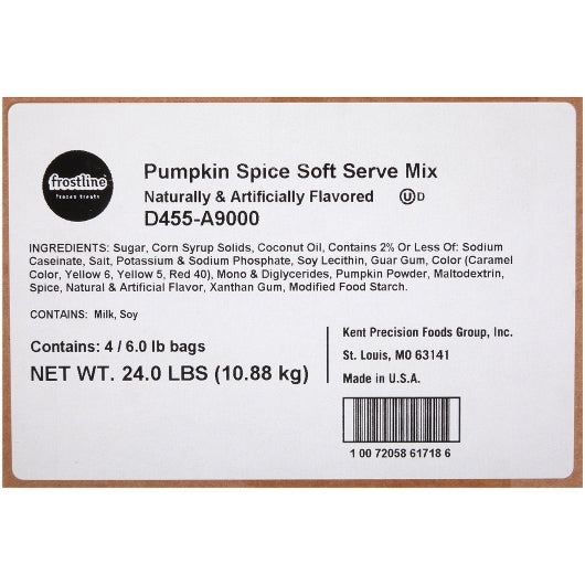 Frostline Pumpkin Spice Soft Serve Mix 6 Pound Each - 4 Per Case