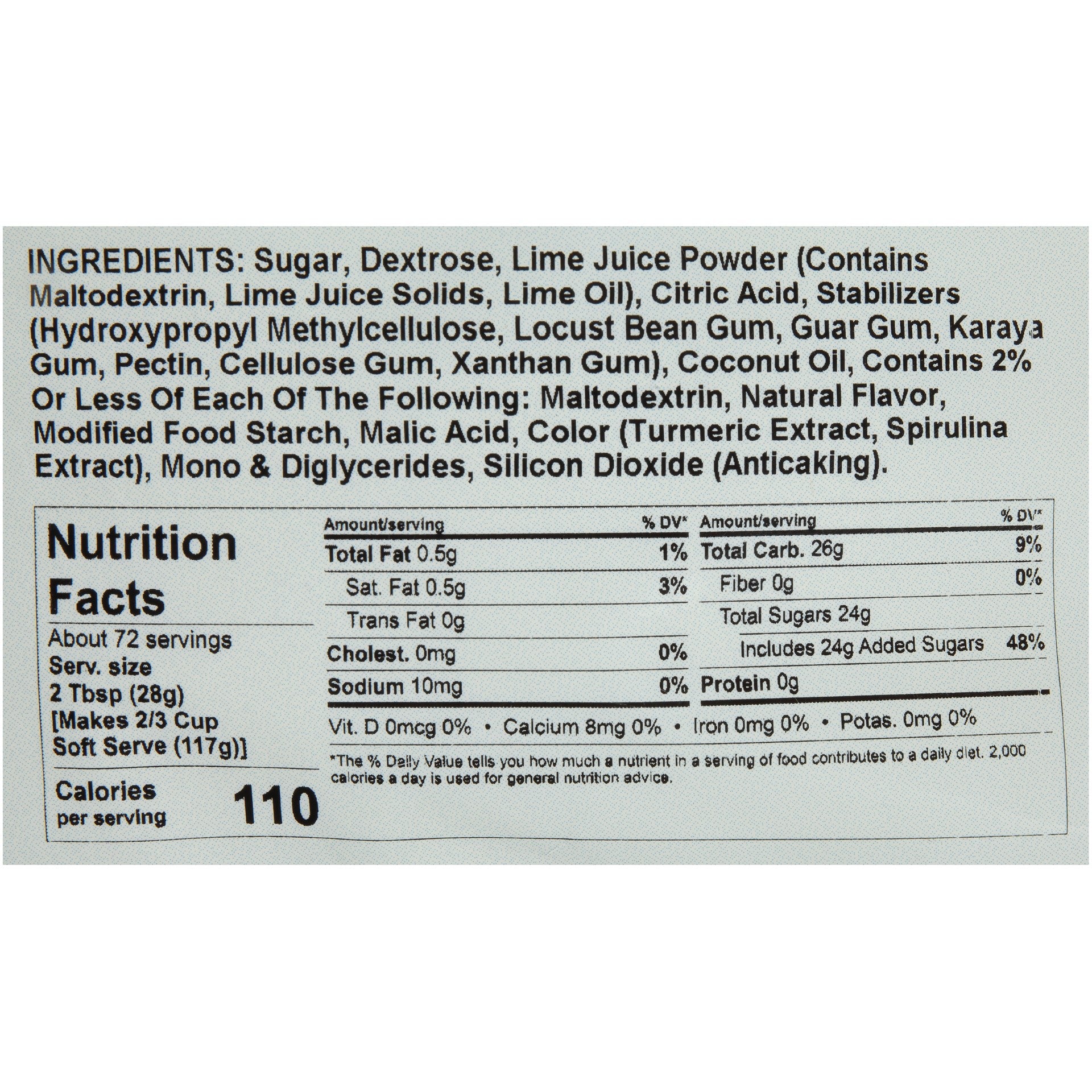 Dole Soft Serve Lime Flavored Soft Serve Mix 4.4 Pound Each - 4 Per Case.