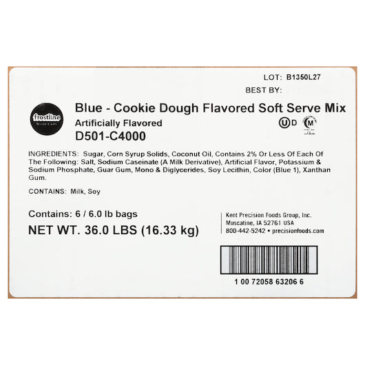 Frostline Blue Cookie Dough Soft Serve Mix, 6 Pounds- 6 Per Case.