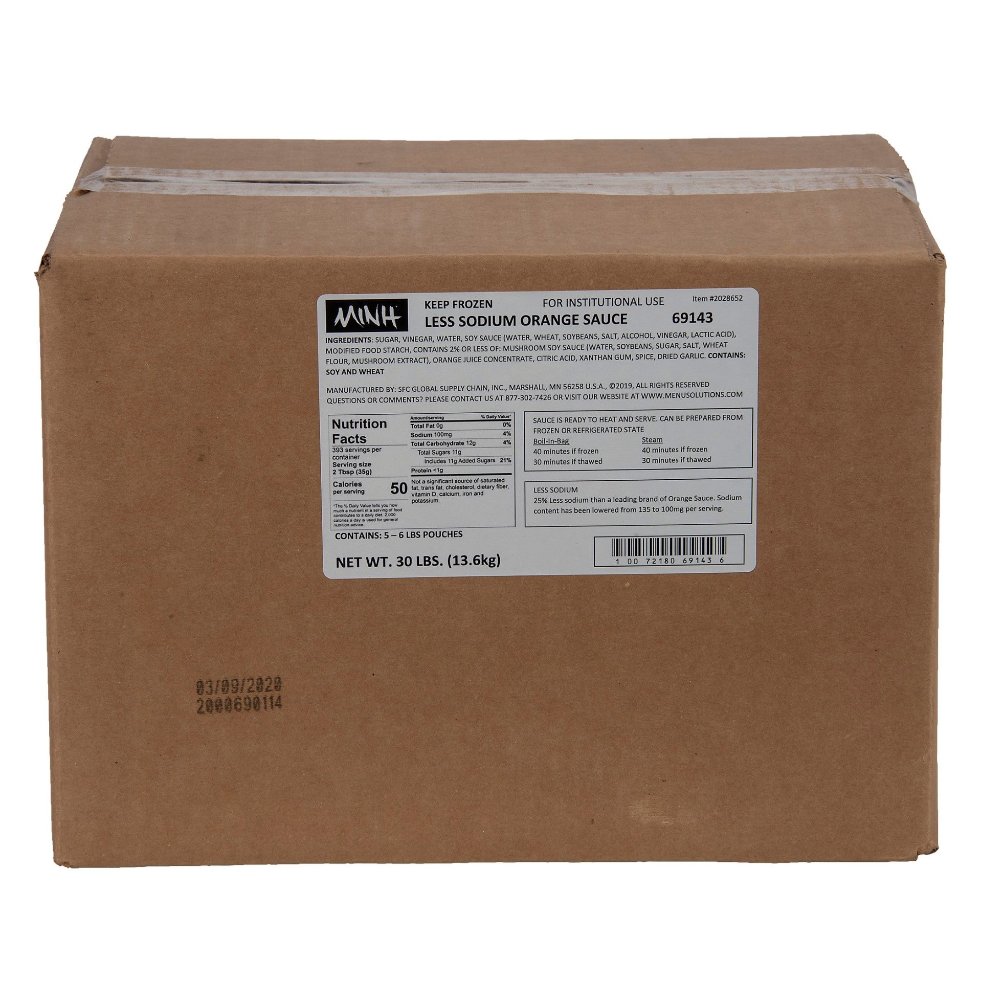 Sfs Minh Orange Sauce Less Sodium Lbs5 Each - 1 Per Case.