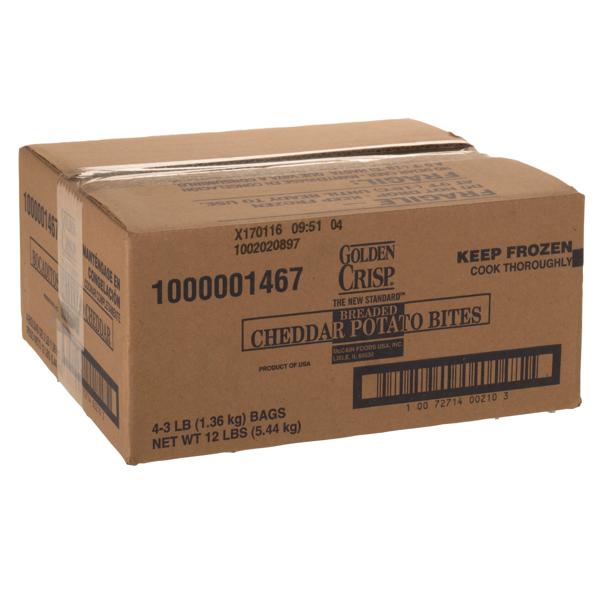 Breaded Cheddar Potato Bites 3 Pound Each - 4 Per Case.