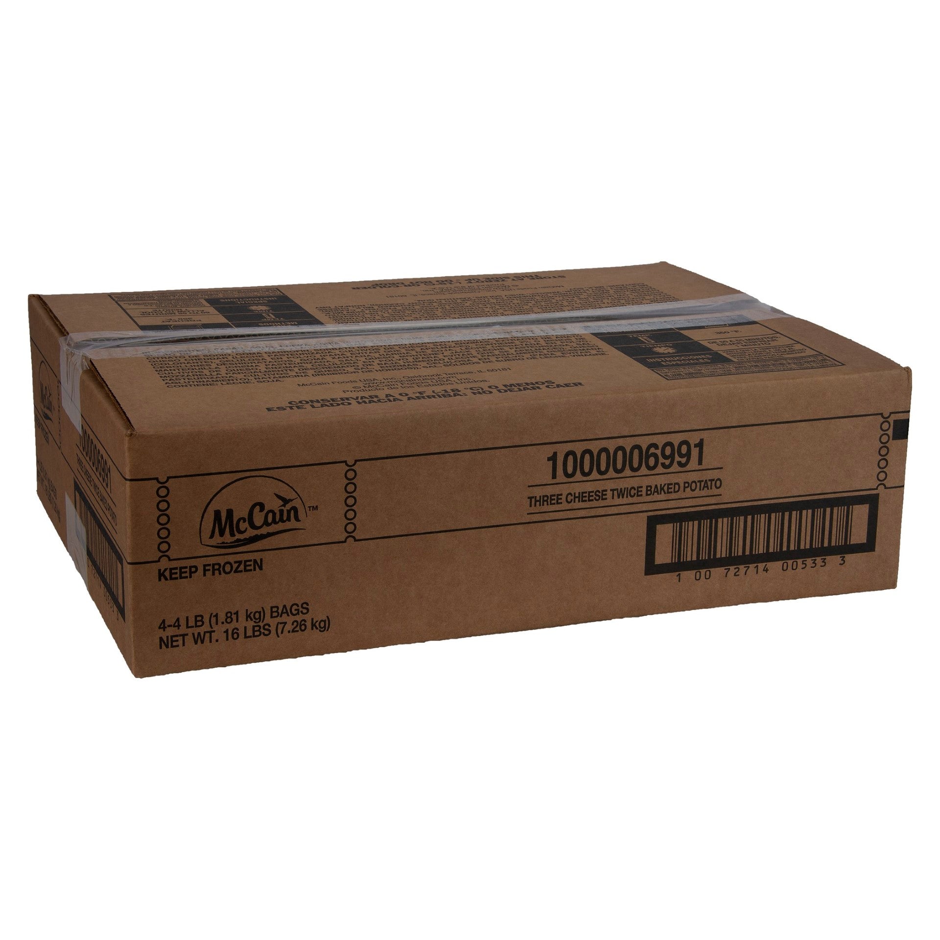 Mccain® Three Cheese Twice Baked Potato Papa Al Horno De Doble Coccion Con Tr 4 Pound Each - 16 Per Case.