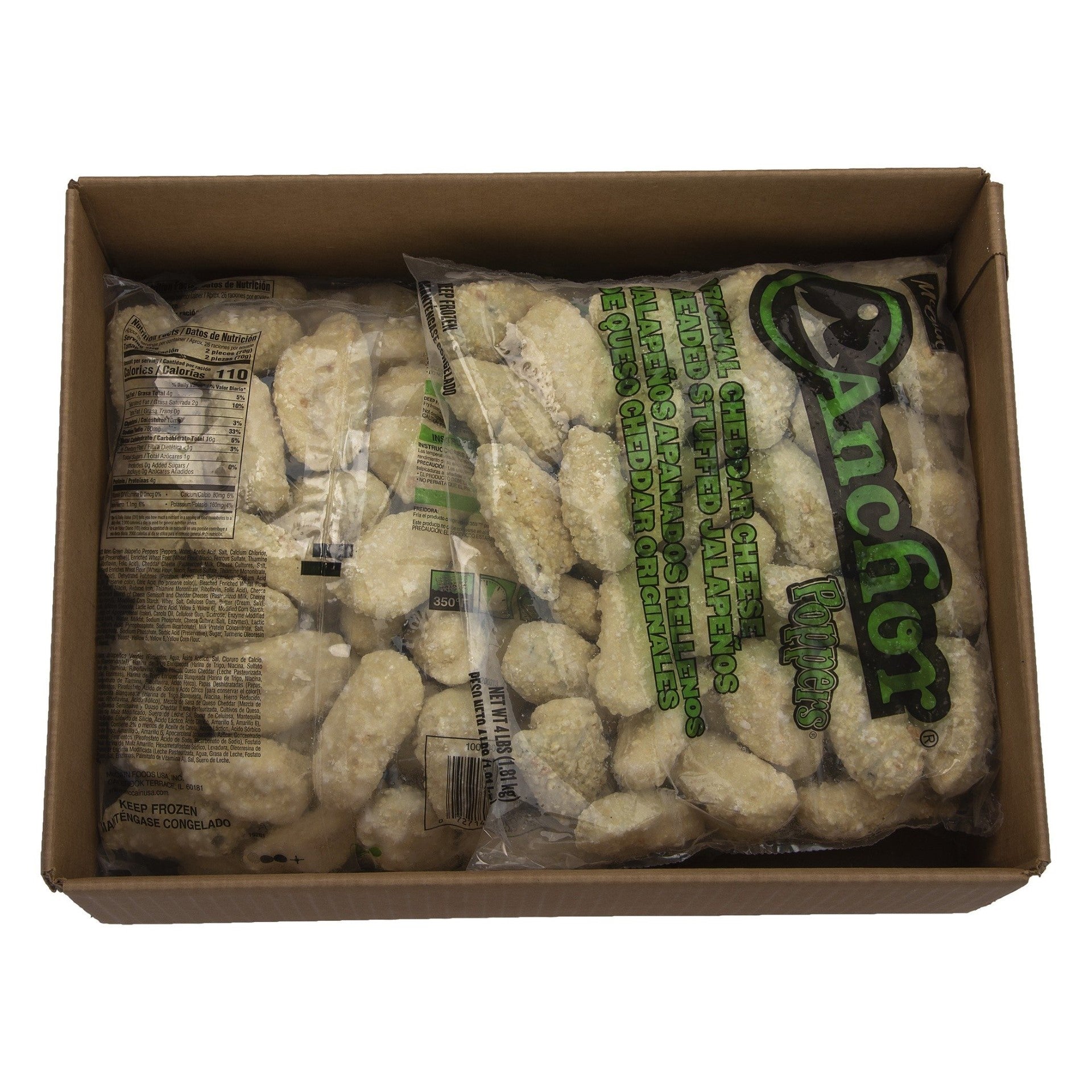 Original Cheddar Cheese Breaded Stuffed Jalapenos Jalapenos Apanados Rellenos De Queso 4 Pound Each - 4 Per Case.