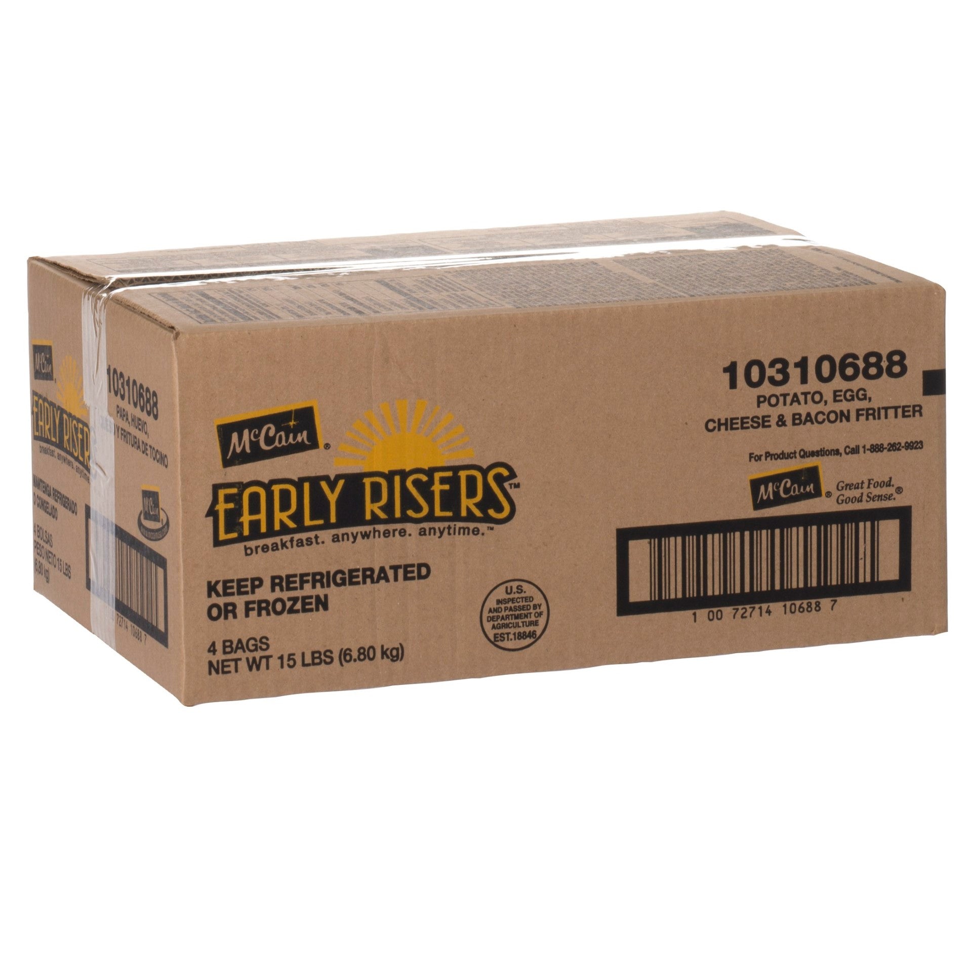 Potato Egg Cheese & Bacon Fritter 3.75 Pound Each - 4 Per Case.