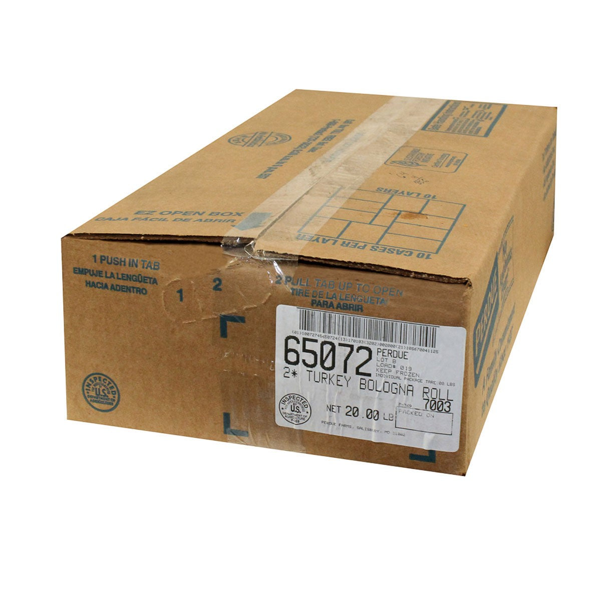 Perdue No Antibiotics Ever Deli Turkey Bologna Rolls, 10 Pounds, 2 per case