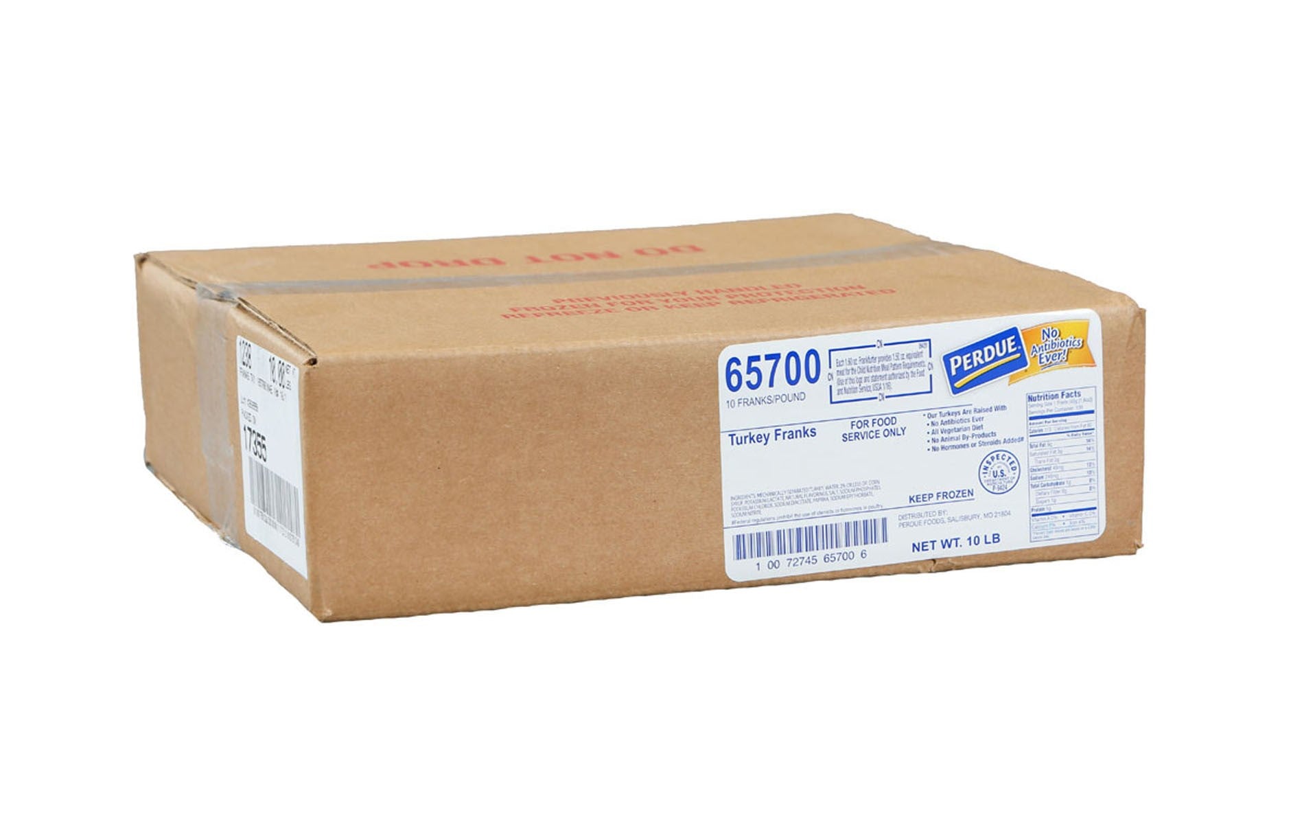 Perdue No Antibiotics Ever Fully Cooked Child Nutrition 10-1 Turkey Frank, 5 Pounds, 2 per case